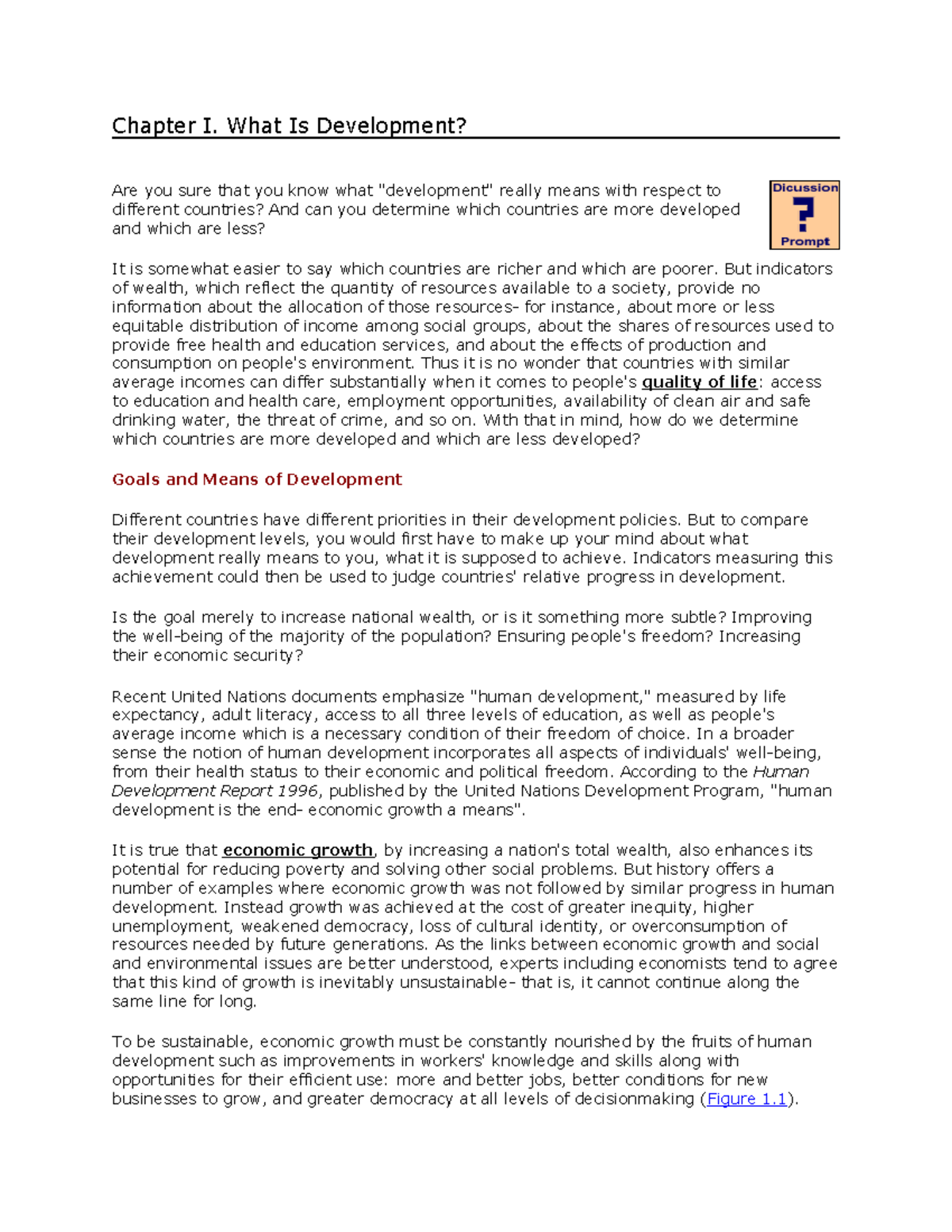 Chapter I: Understanding Development and Its Global Implications (WB ...
