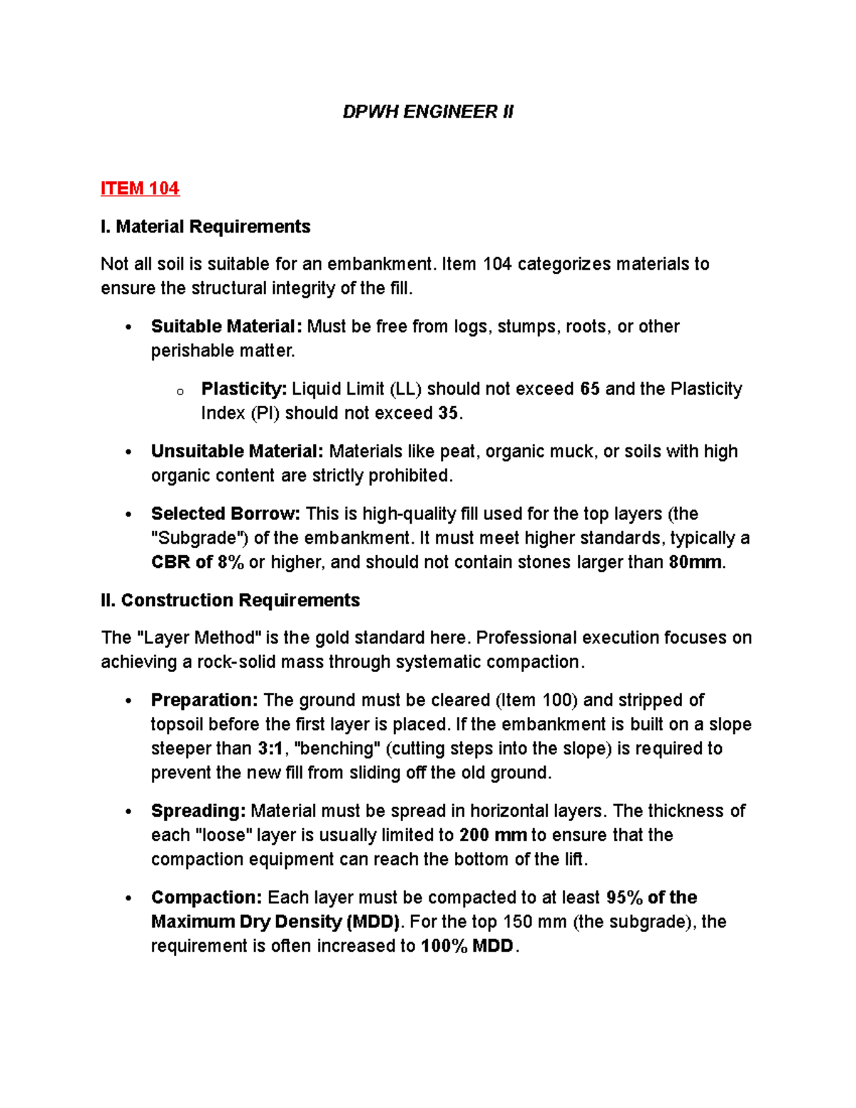 DPWH Engineer II - Material Requirements and Construction Guidelines ...