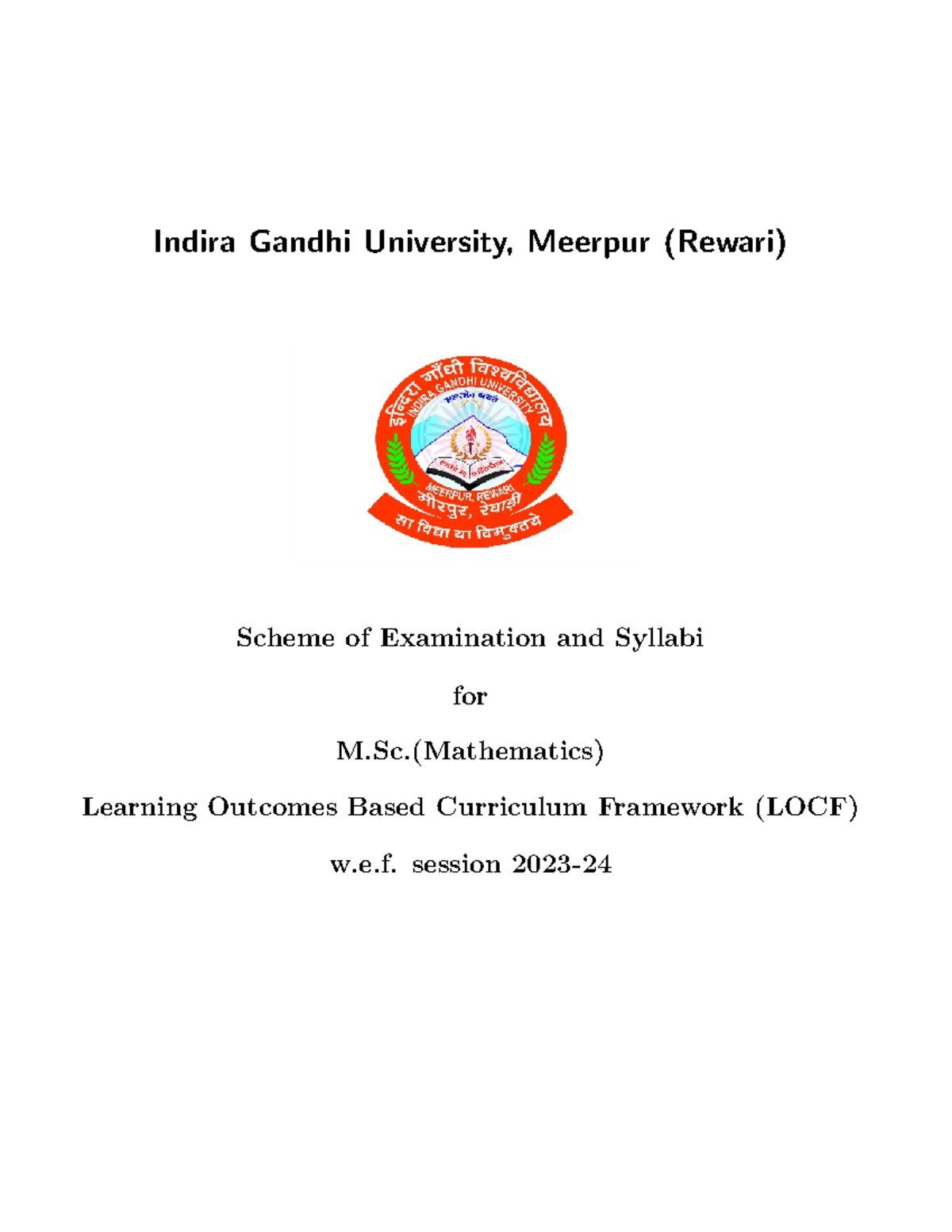 Scheme Syllabus.M.Sc - Fufugig8h igufug - Indira Gandhi University ...