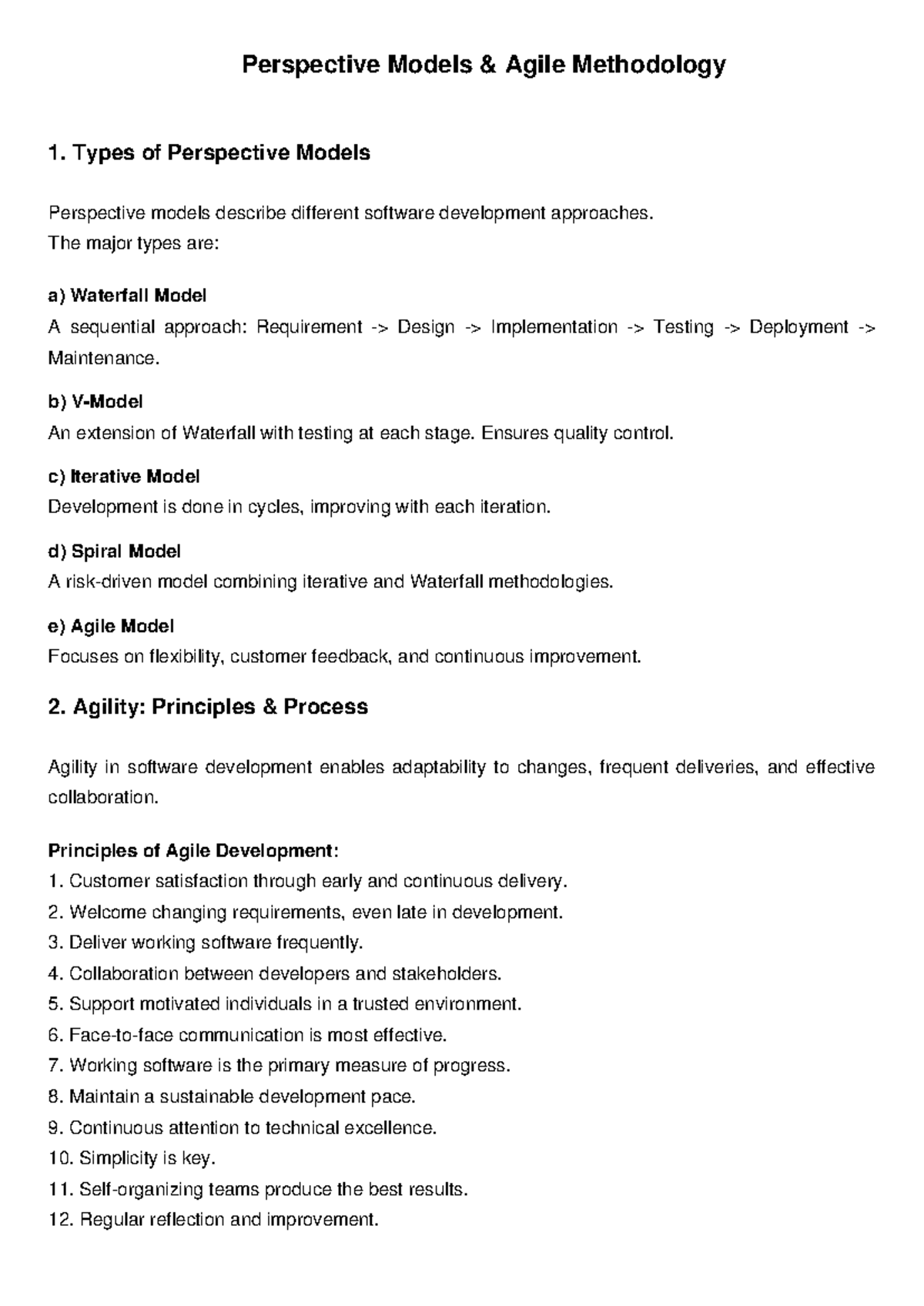 Perspective Models Agile - Perspective Models & Agile Methodology 1 ...