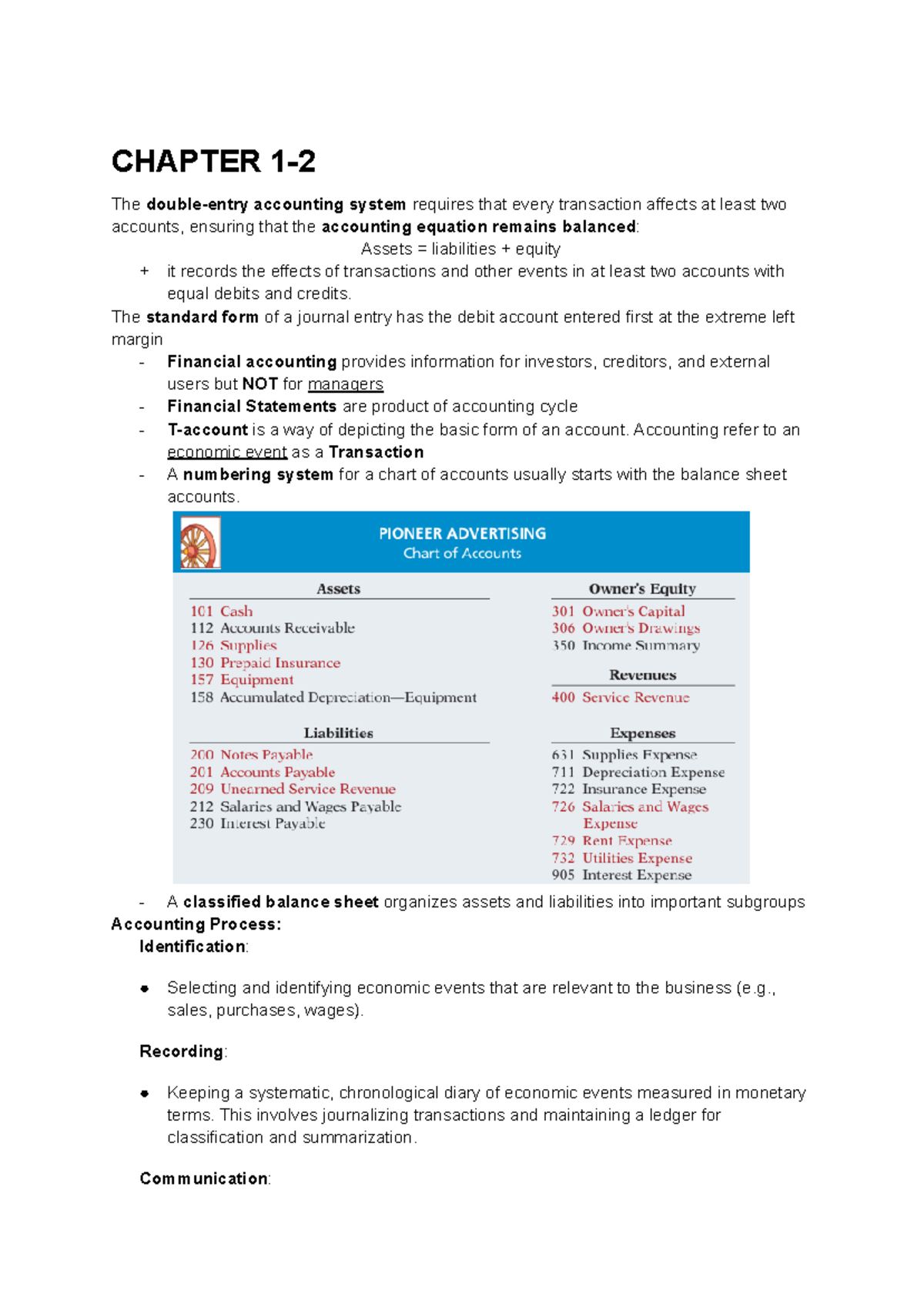 Accounting Notes - Course Code ACC101: Overview of Key Concepts and ...