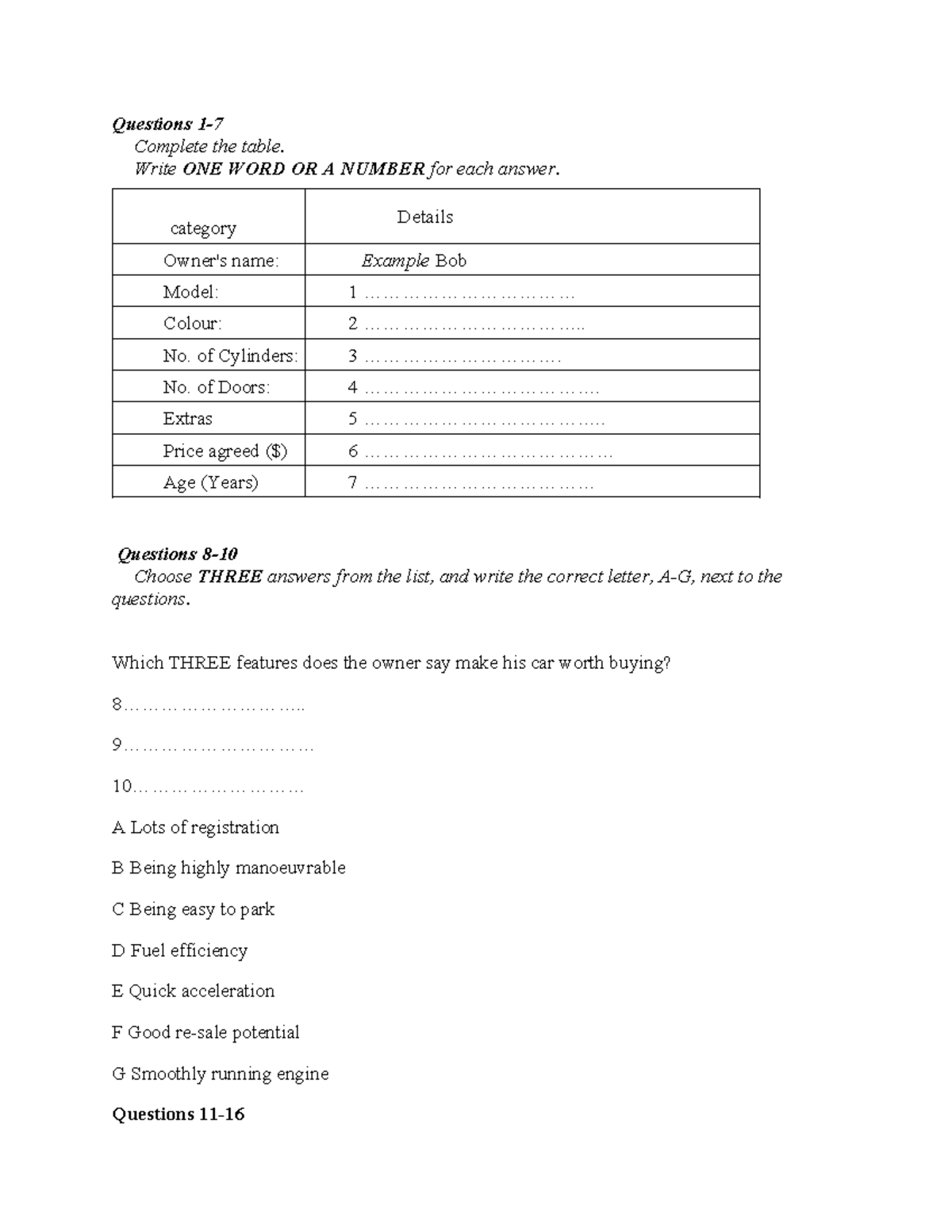 IELTS 21-11: Complete the Table and Timetable Questions - Studocu