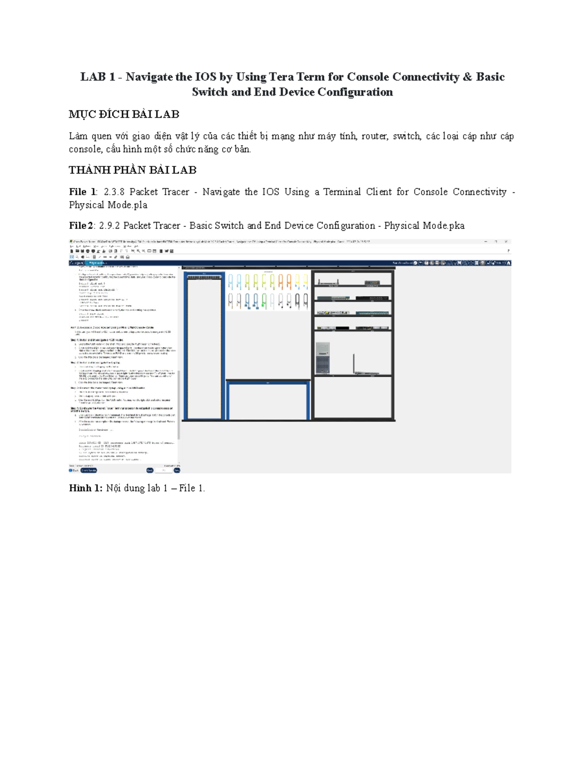 Lab 1 requirements - LAB 1 - Navigate the IOS by Using Tera Term for ...
