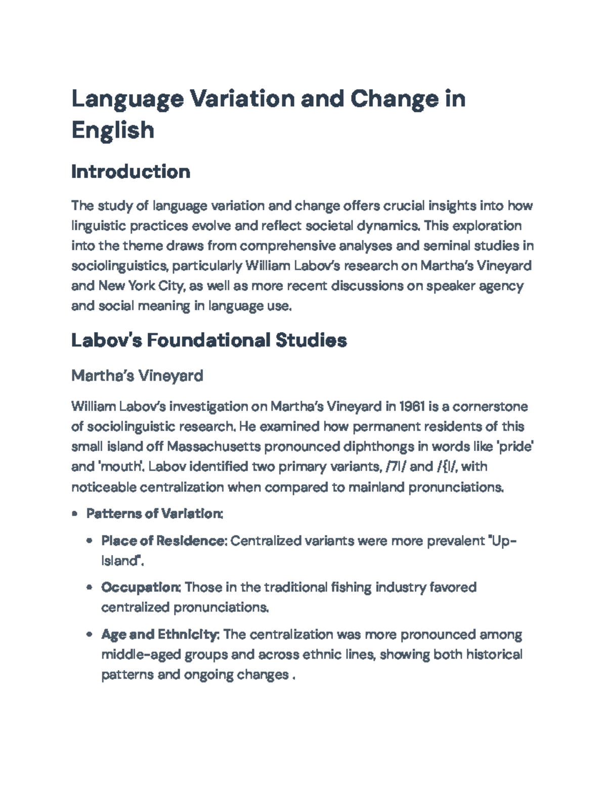 Language Variation and Change in English: Insights from ...
