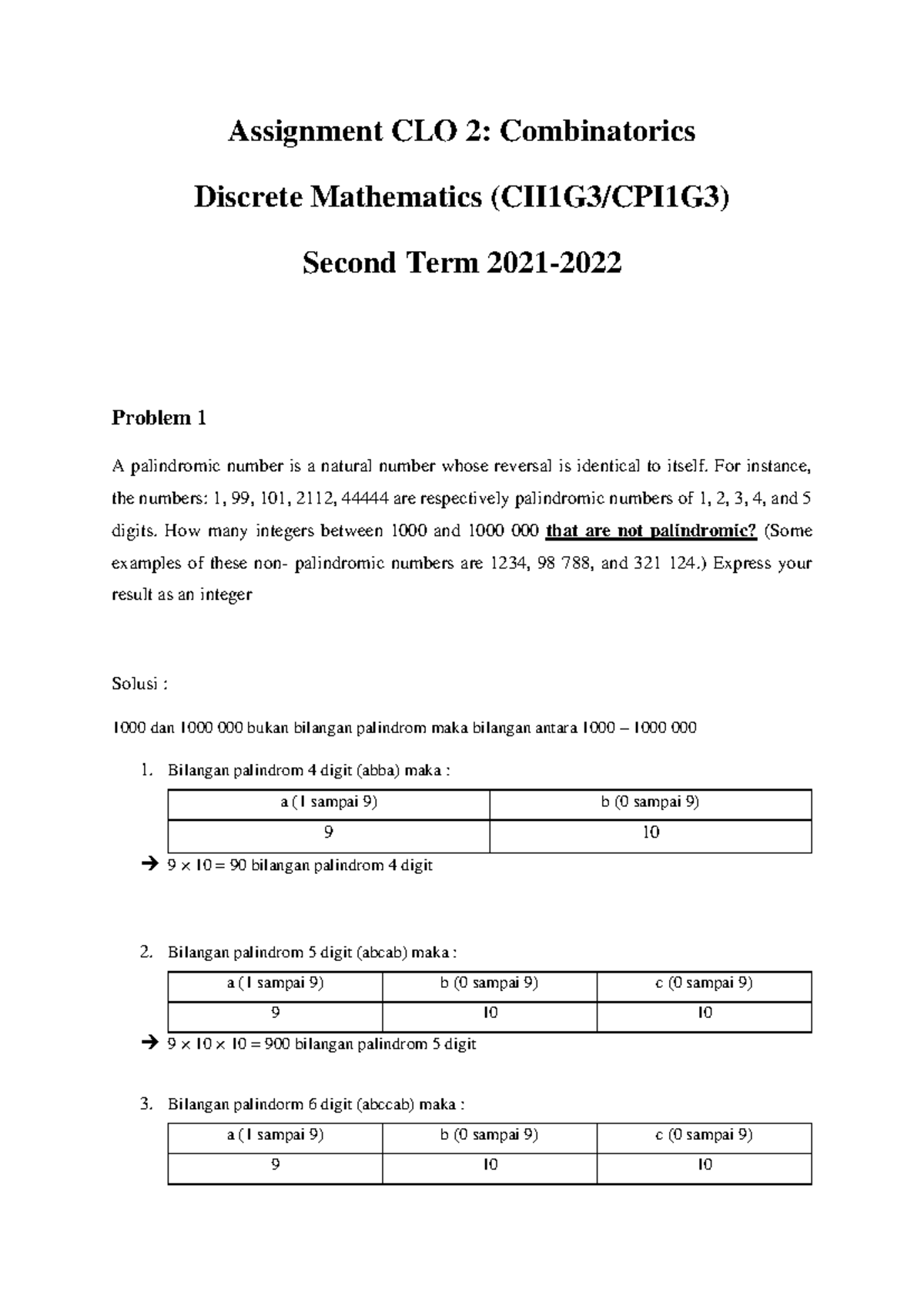Assignment CLO 2: Combinatorics Solutions and Examples (CII1G3) - Studocu
