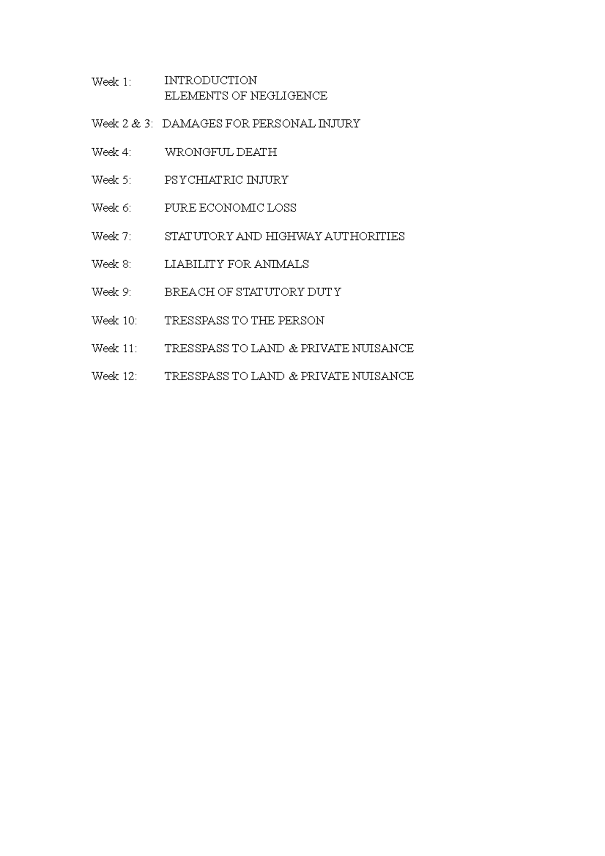 Torts II - Final Exam Notes on Negligence and Damages - Studocu