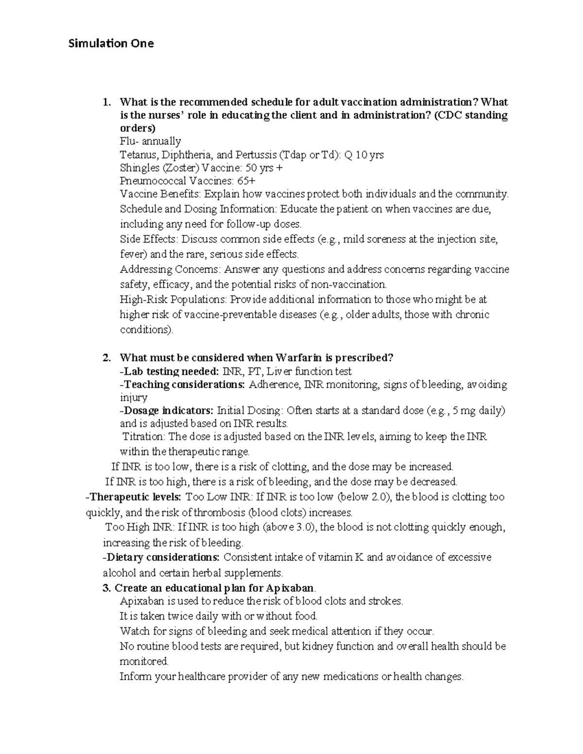Sim One ticket in - sim - What is the recommended schedule for adult ...