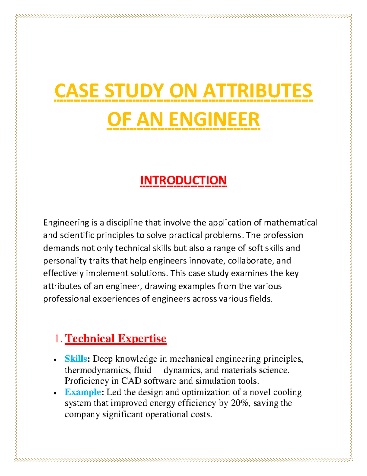 Case Study: Key Attributes of an Engineer's Success - Studocu