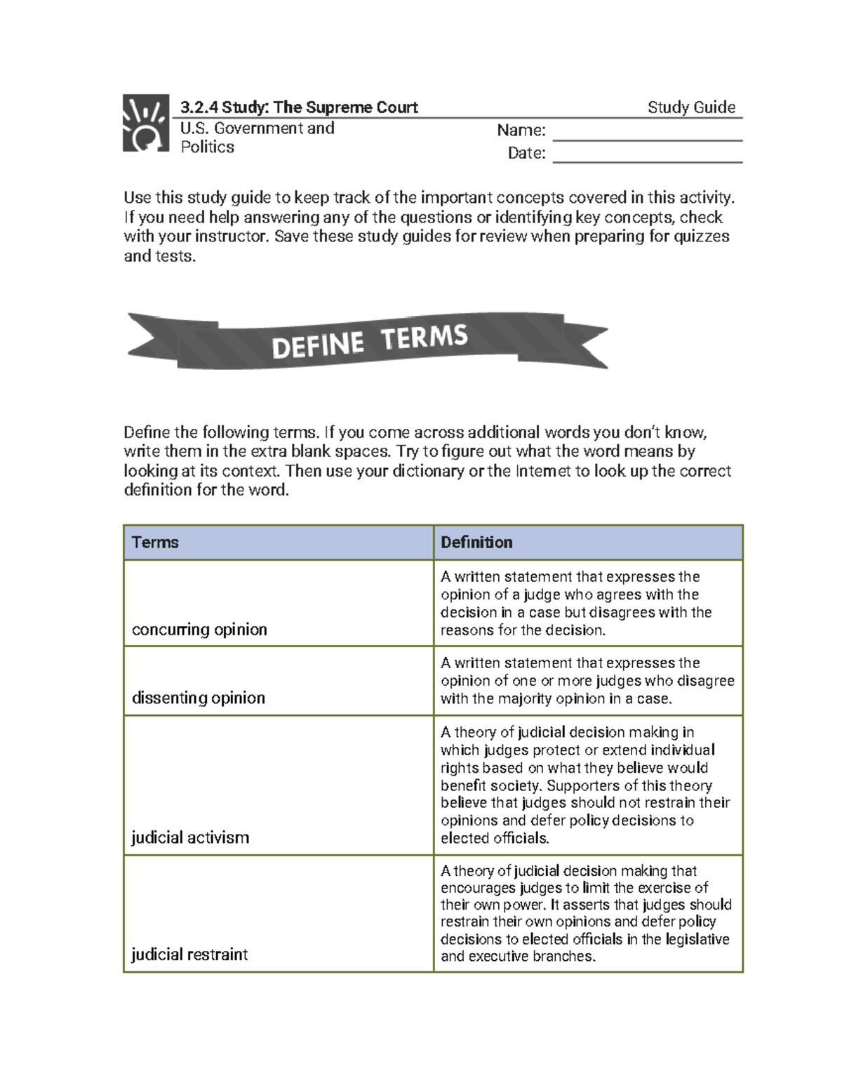 3.2.4 Study Guide: Understanding the Supreme Court Concepts - Studocu