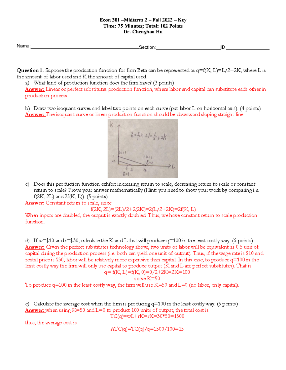 Econ 301 – Midterm 2 – Fall 2022 Key Solutions and Analysis - Studocu
