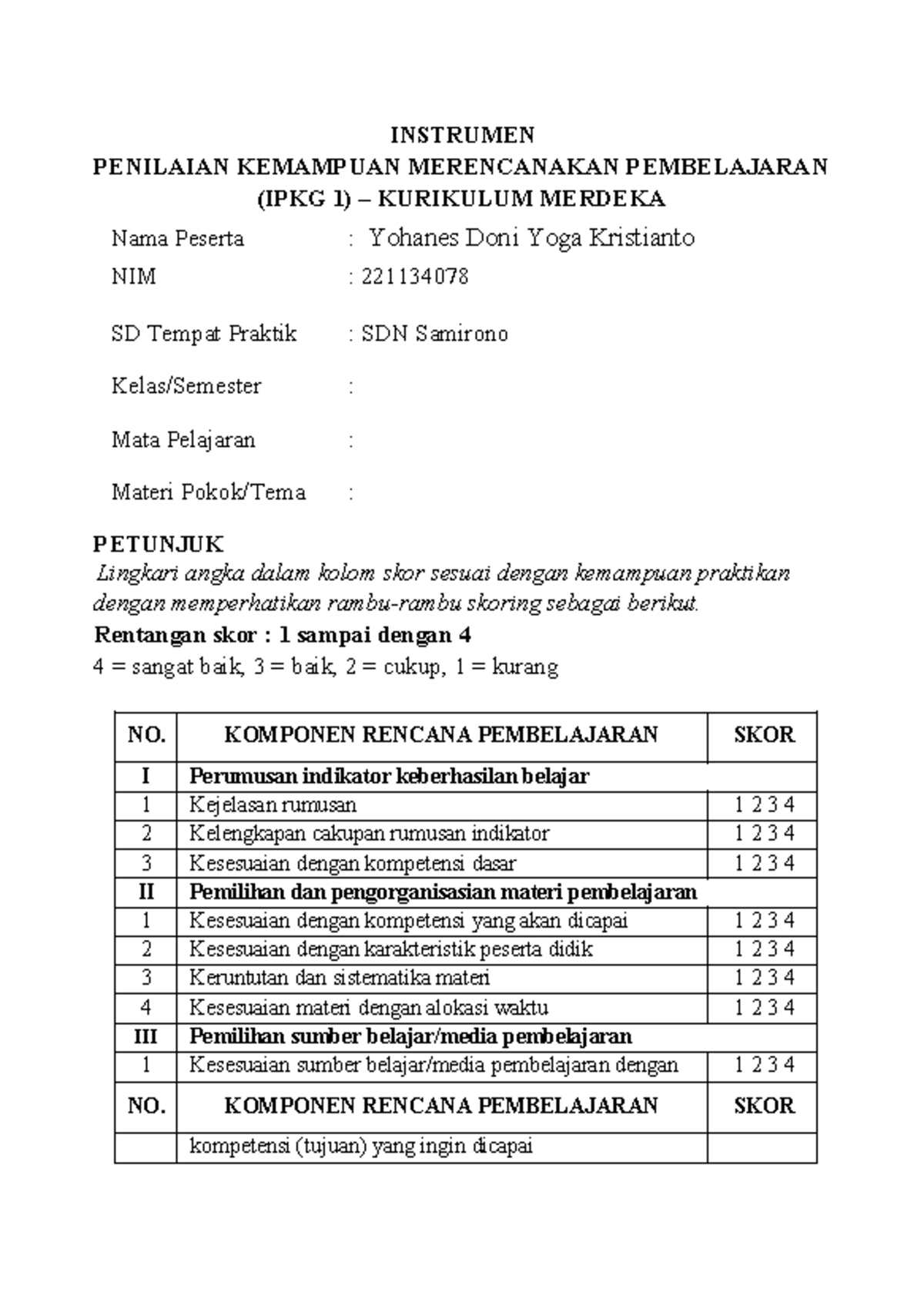Penilaian Modul dan Praktik PLP (IPKG 1 & IPKG 2) KURIKULUM MERDEKA ...