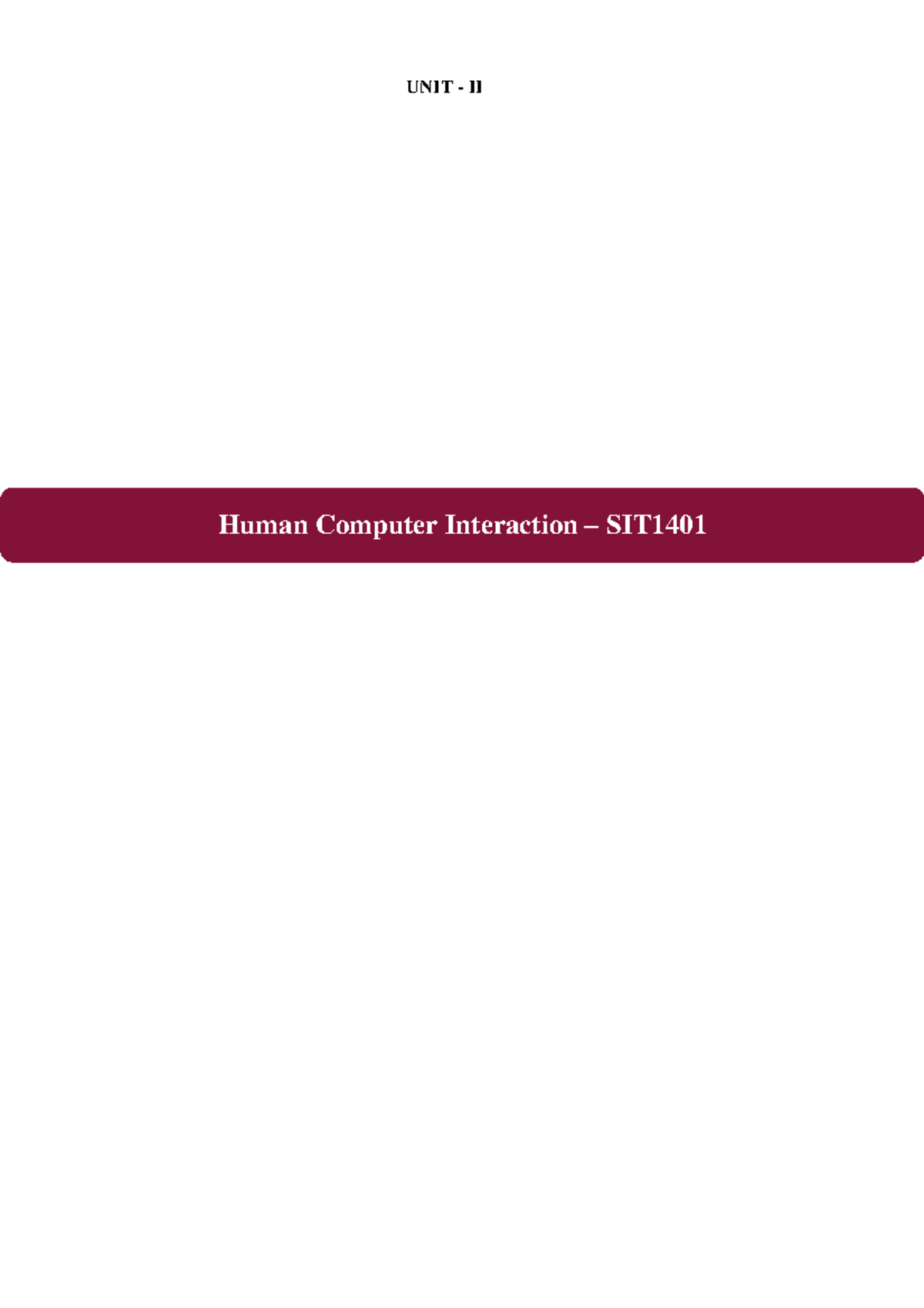 HCI Notes: SIT1401 Unit II - Design Software Process and Interaction ...