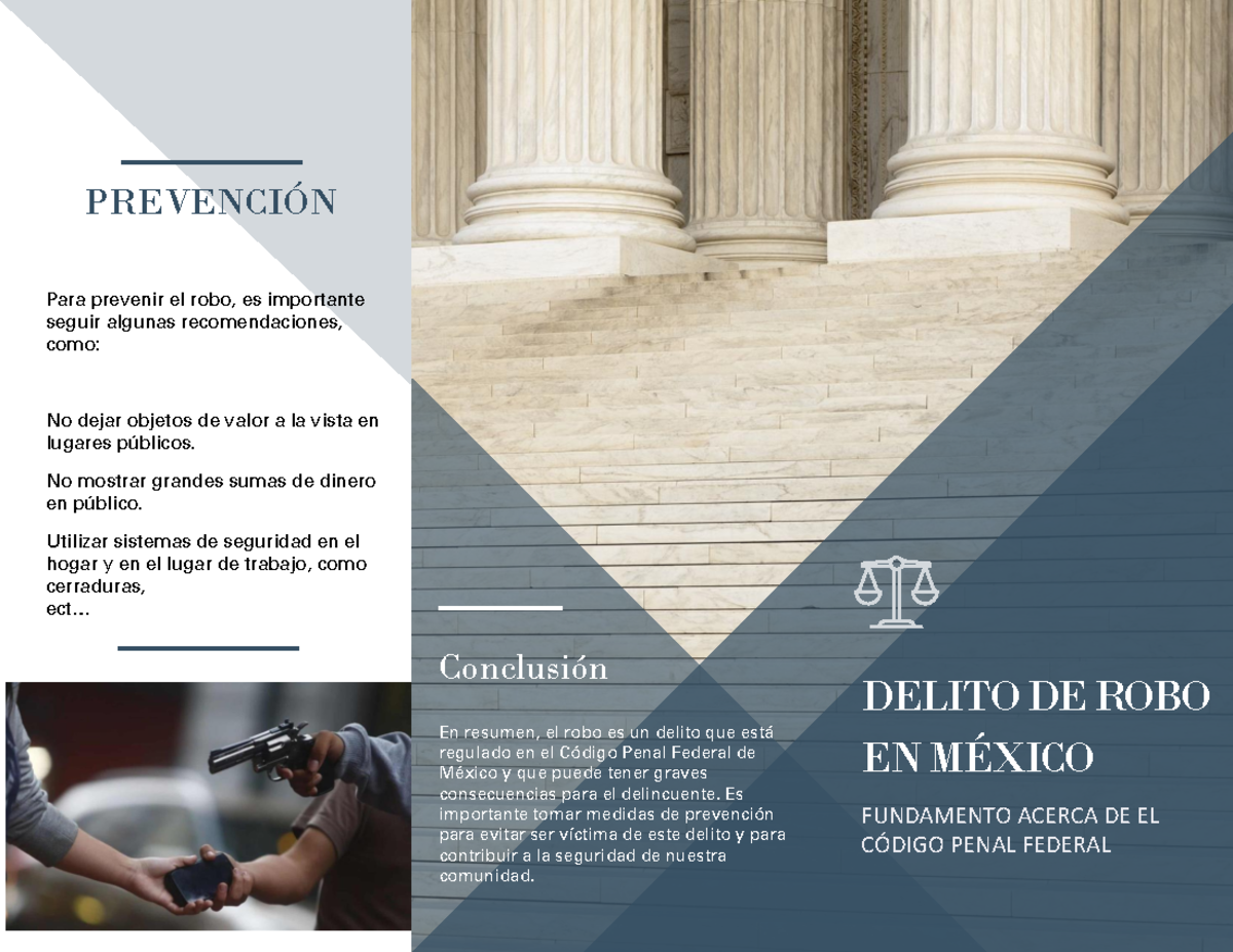 Delito de Robo en México: Análisis y Prevención según el CPF - Studocu