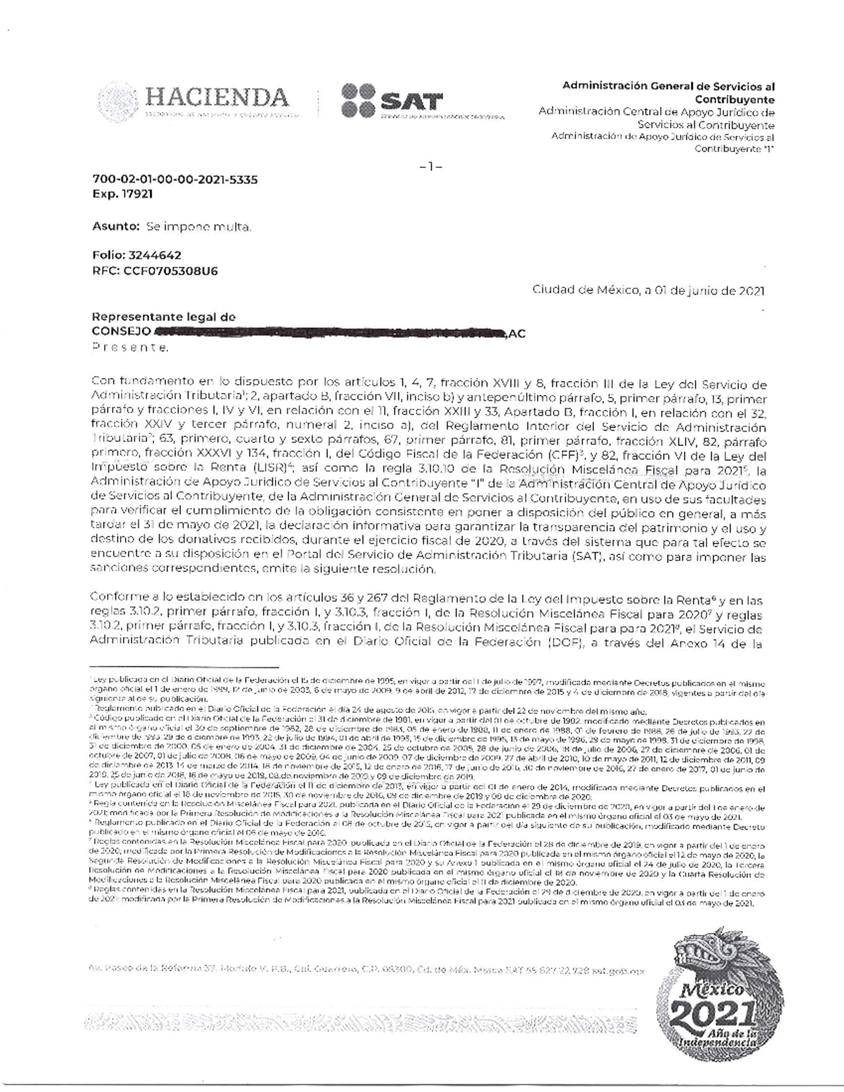 Multa-SAT.PDF - DERECHO - Derecho - Studocu
