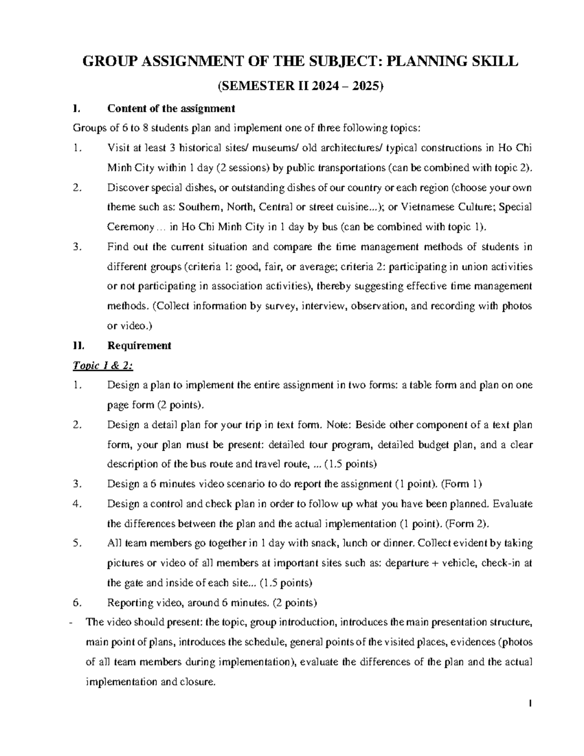 Final Group Assignment: Planning Skills (Semester II 2024-2025) - Studocu