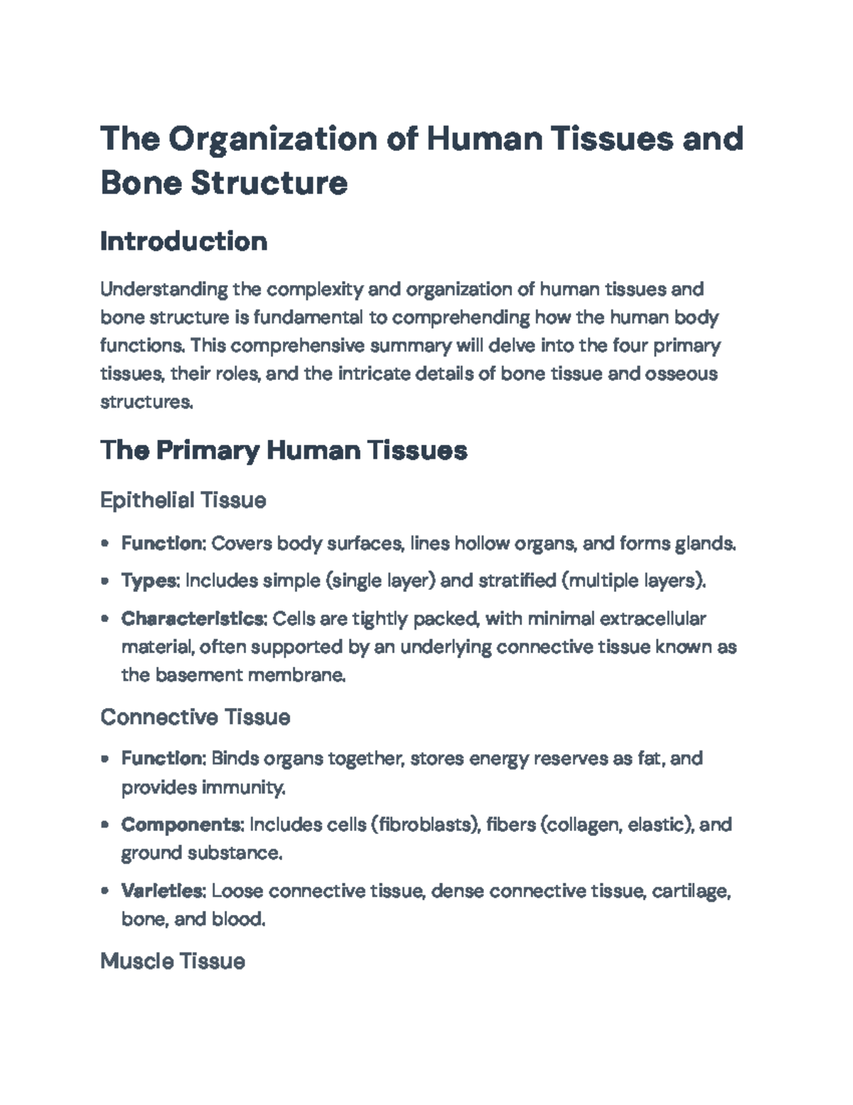 Understanding Human Tissues and Bone Structure: A Comprehensive ...