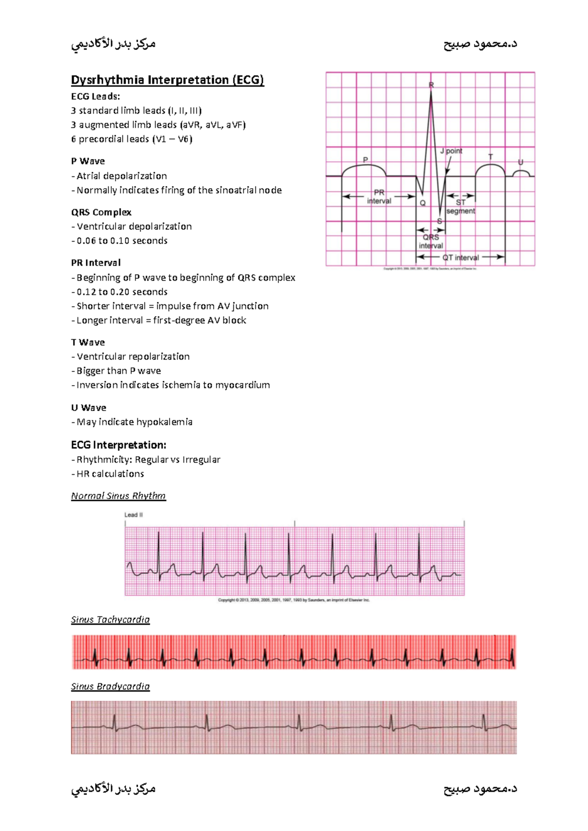 ECG Dysrhythmia Interpretation & Analysis Notes - Course Code: ECG ...