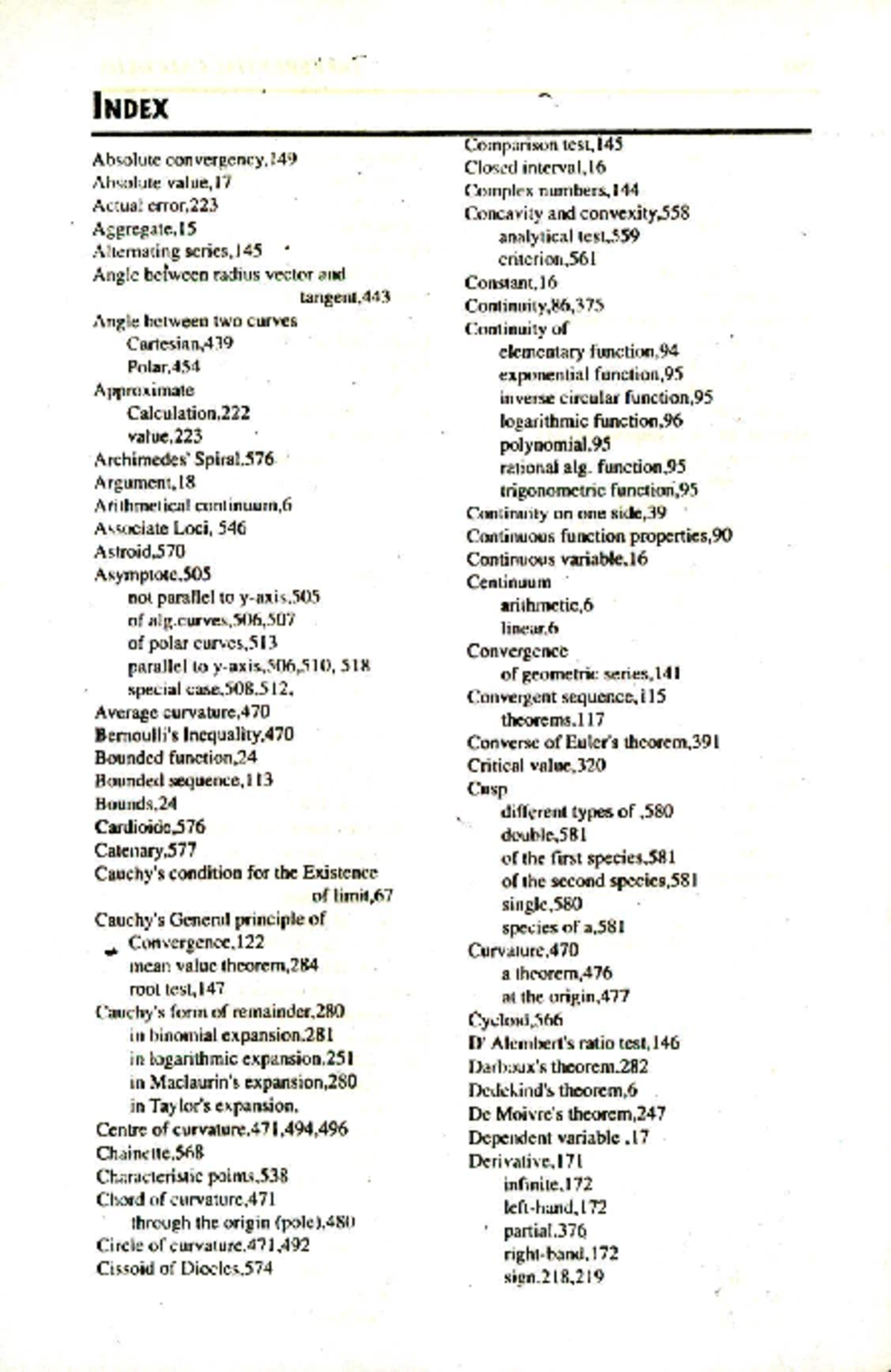 Differential Calc Index - Key Concepts and Terms by Das & Mukherjee ...