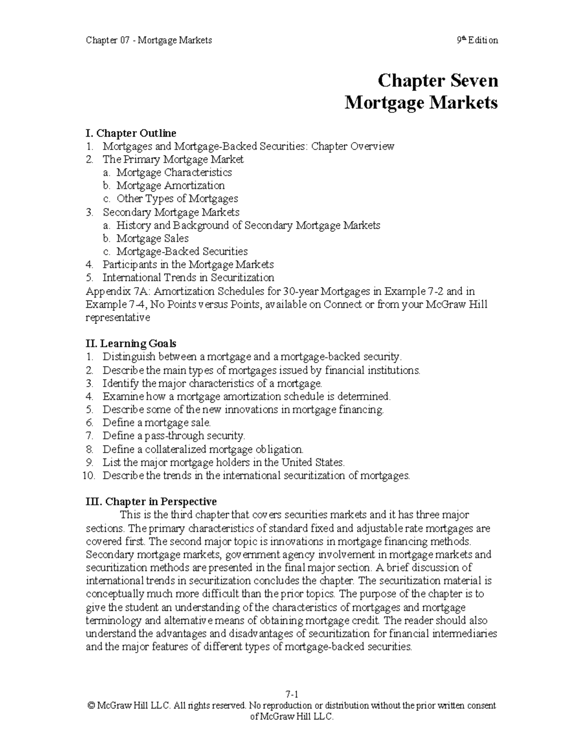 Chapter 07: Mortgage Markets - Key Concepts and Innovations (FMI 2024