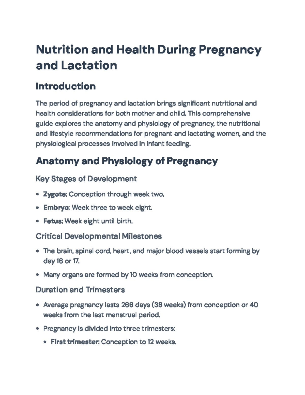 Nutritional and Health Guidelines for Pregnancy and Lactation ...