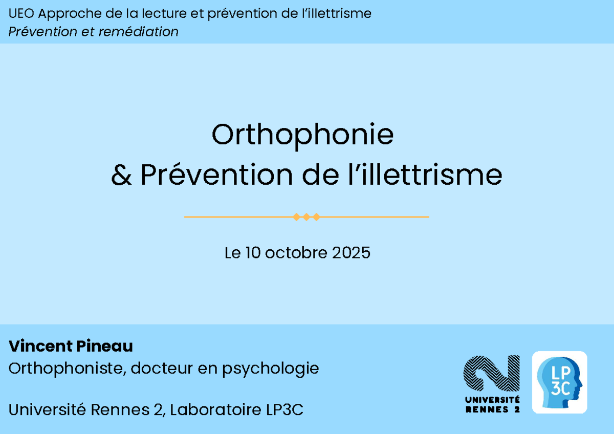 Cours UEO sur l'Illettrisme et le Rôle des Orthophonistes - Studocu