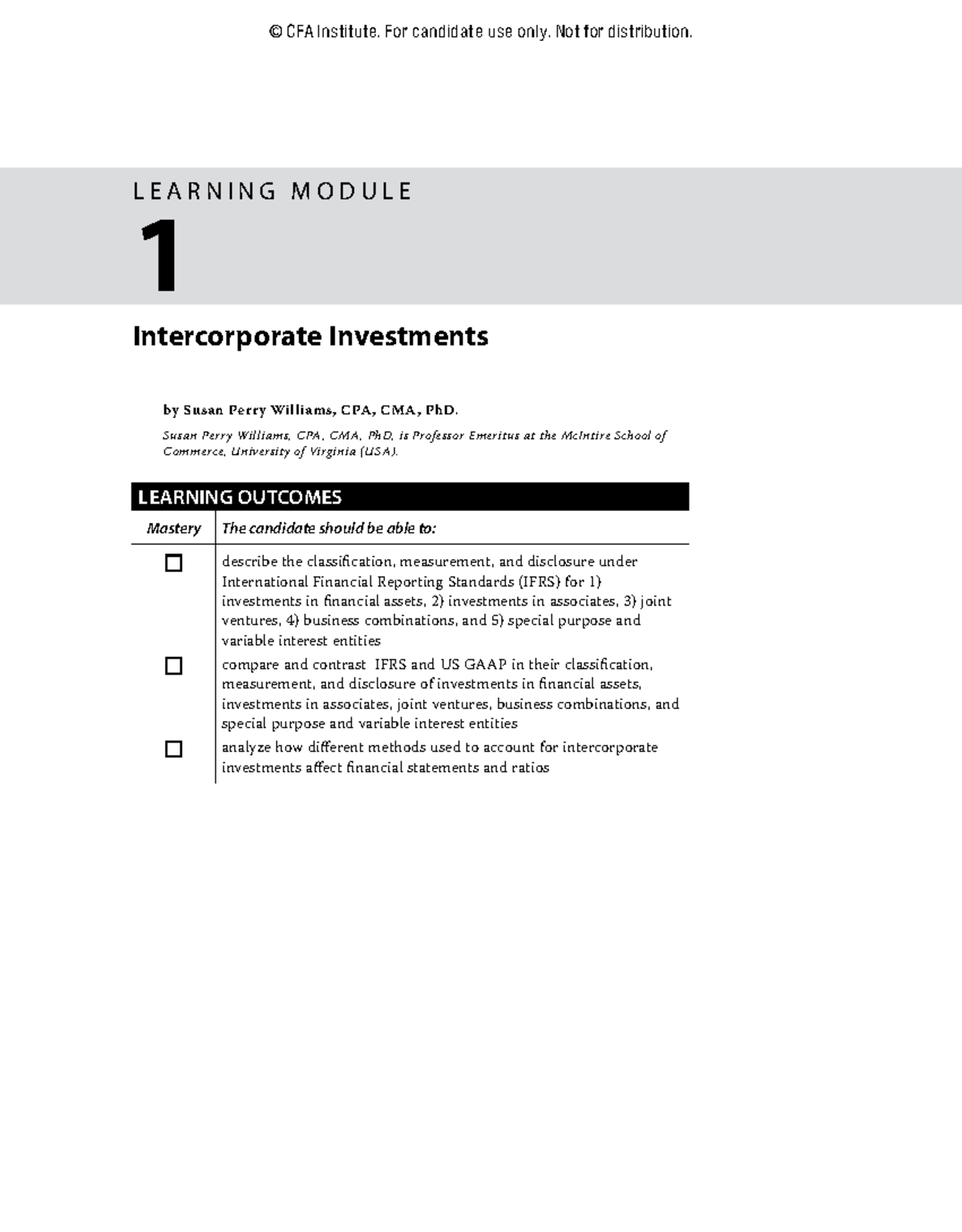 CFA Learning Module 1: Intercorporate Investments Overview and Practice ...