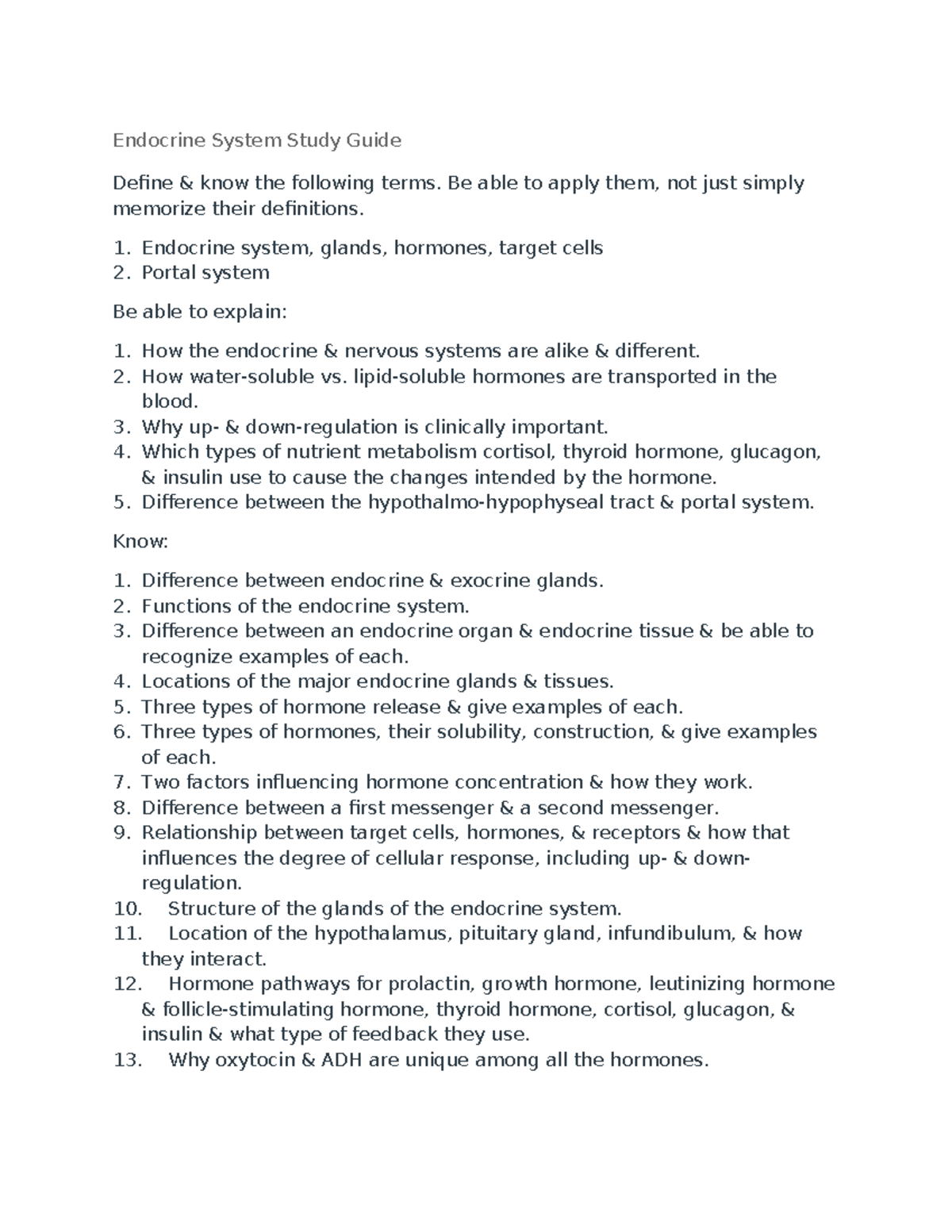 Endocrine System Study Guide for Exam Preparation - Endocrine System ...