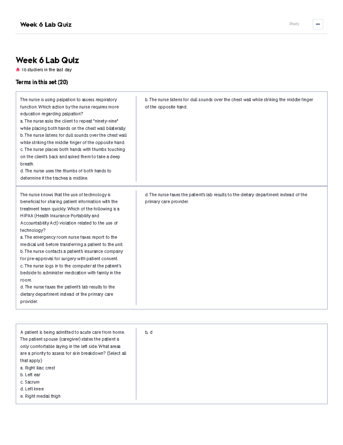 Week 6 Lab Quiz Flashcards Quizlet - Explanations Your library Upgrade ...