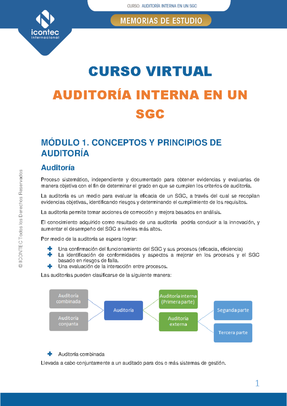 Memorias de Auditoría Interna - Curso Virtual SGC Módulo 1 - Studocu