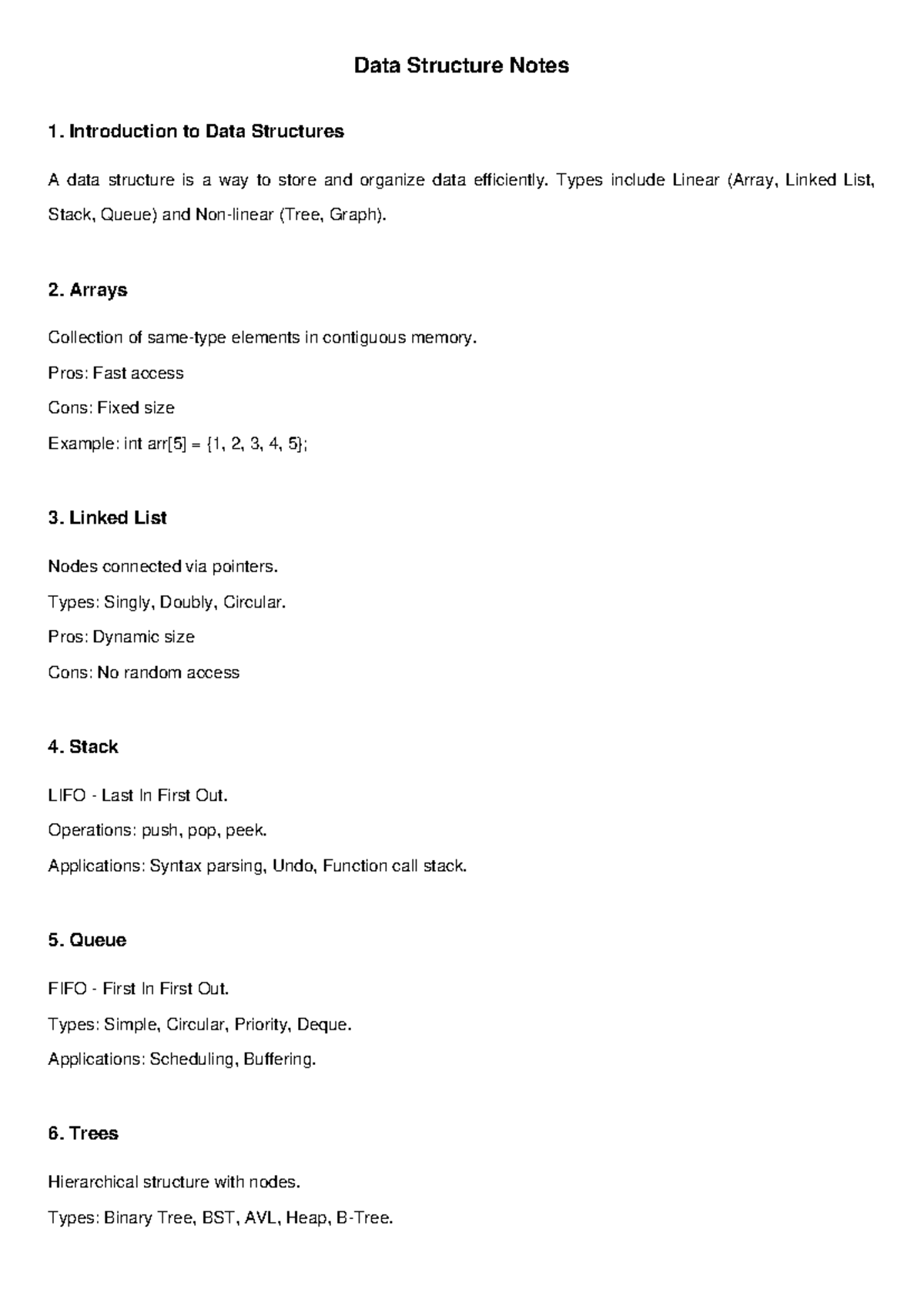 Data Structures Notes - Lecture Overview and Key Concepts - Studocu