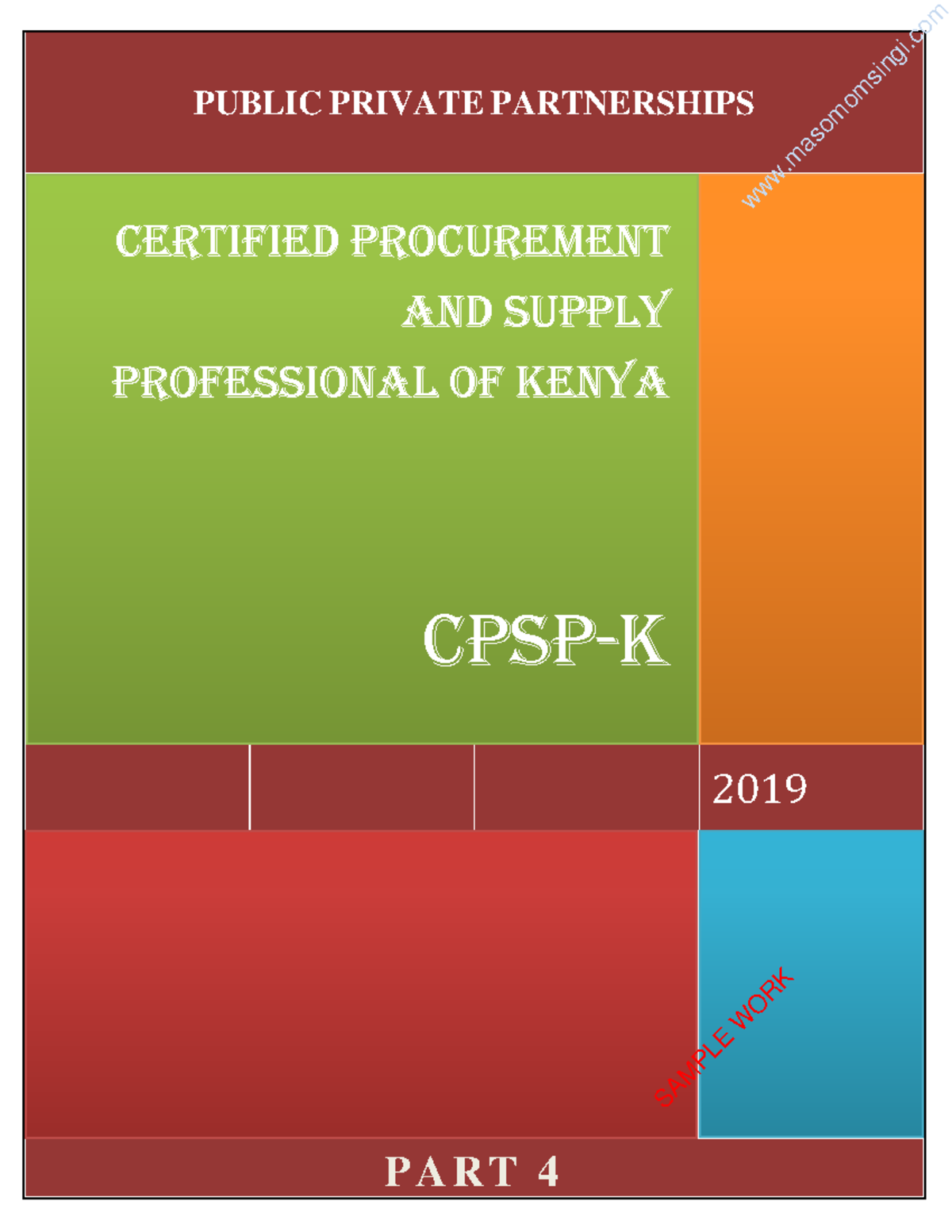CPSP-K 2019 Final Exam Notes on Public-Private Partnerships (PPPs ...