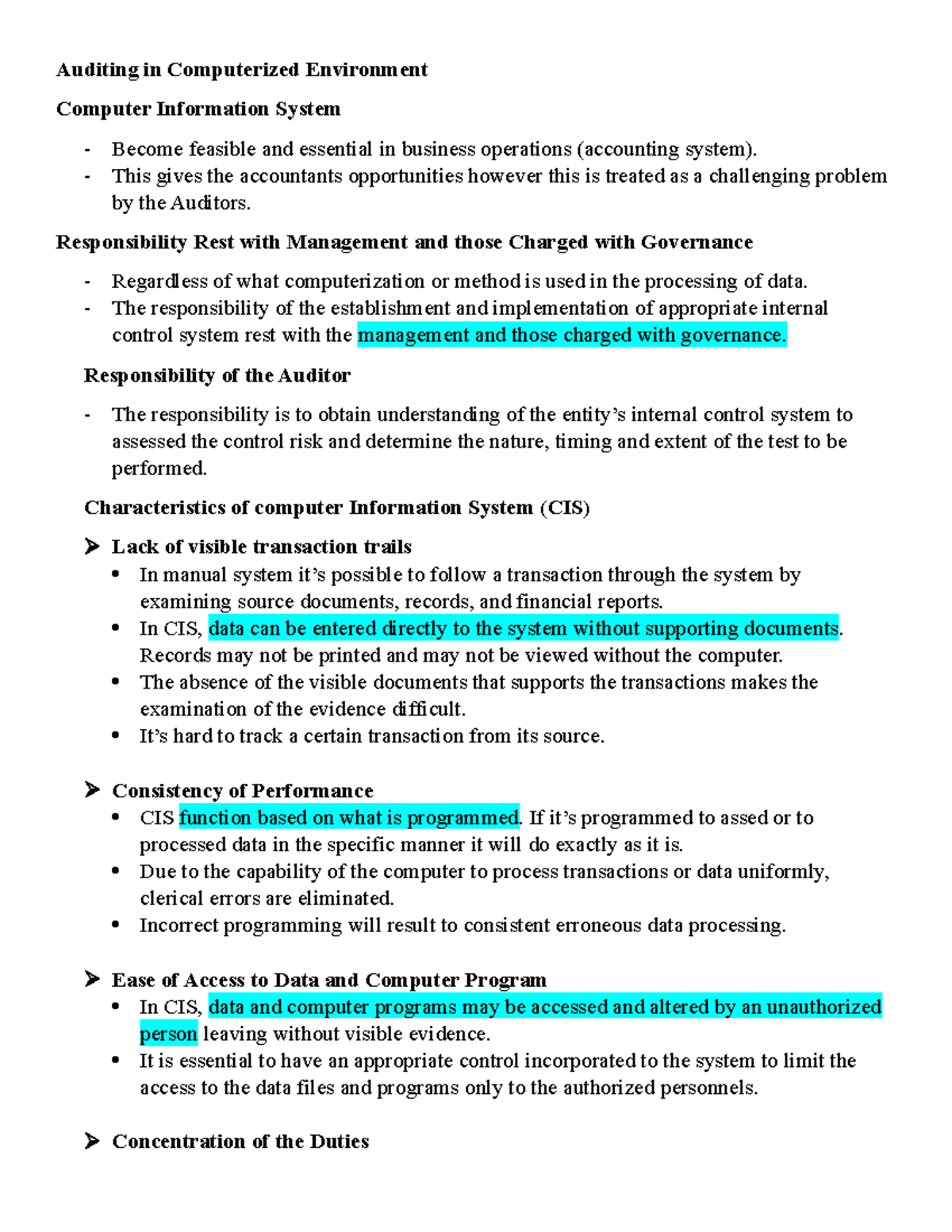 Audit Chapter 7 - nice - Auditing in Computerized Environment Computer ...