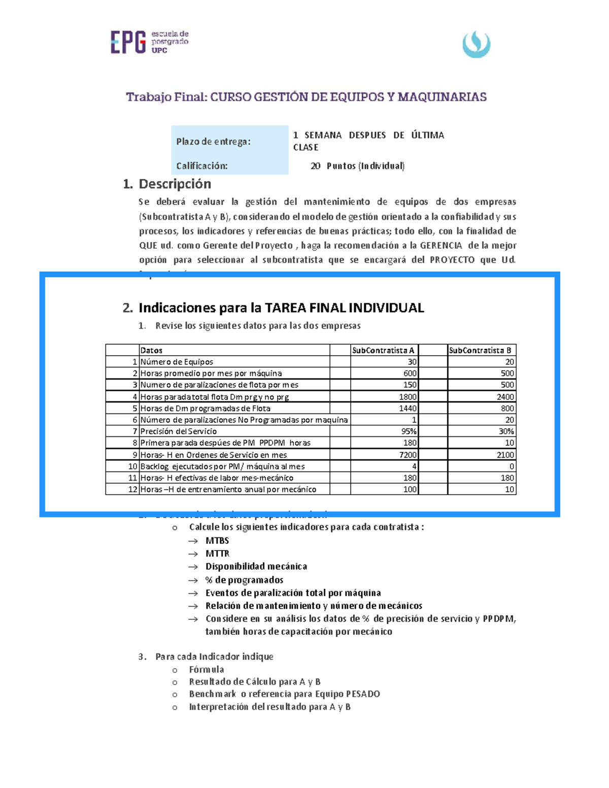 Trabajo Final Individual GEM: Evaluación de Mantenimiento de Equipos - Document Preview