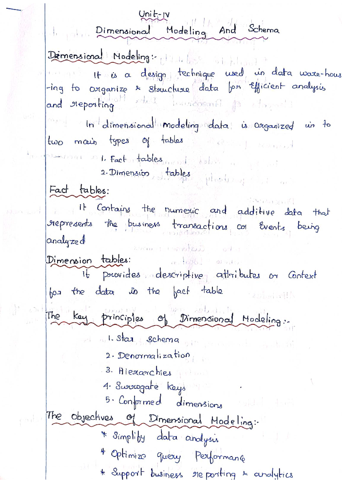 Unit 4 - Dimensional Modeling and Schema Notes for DW R2023 - Studocu