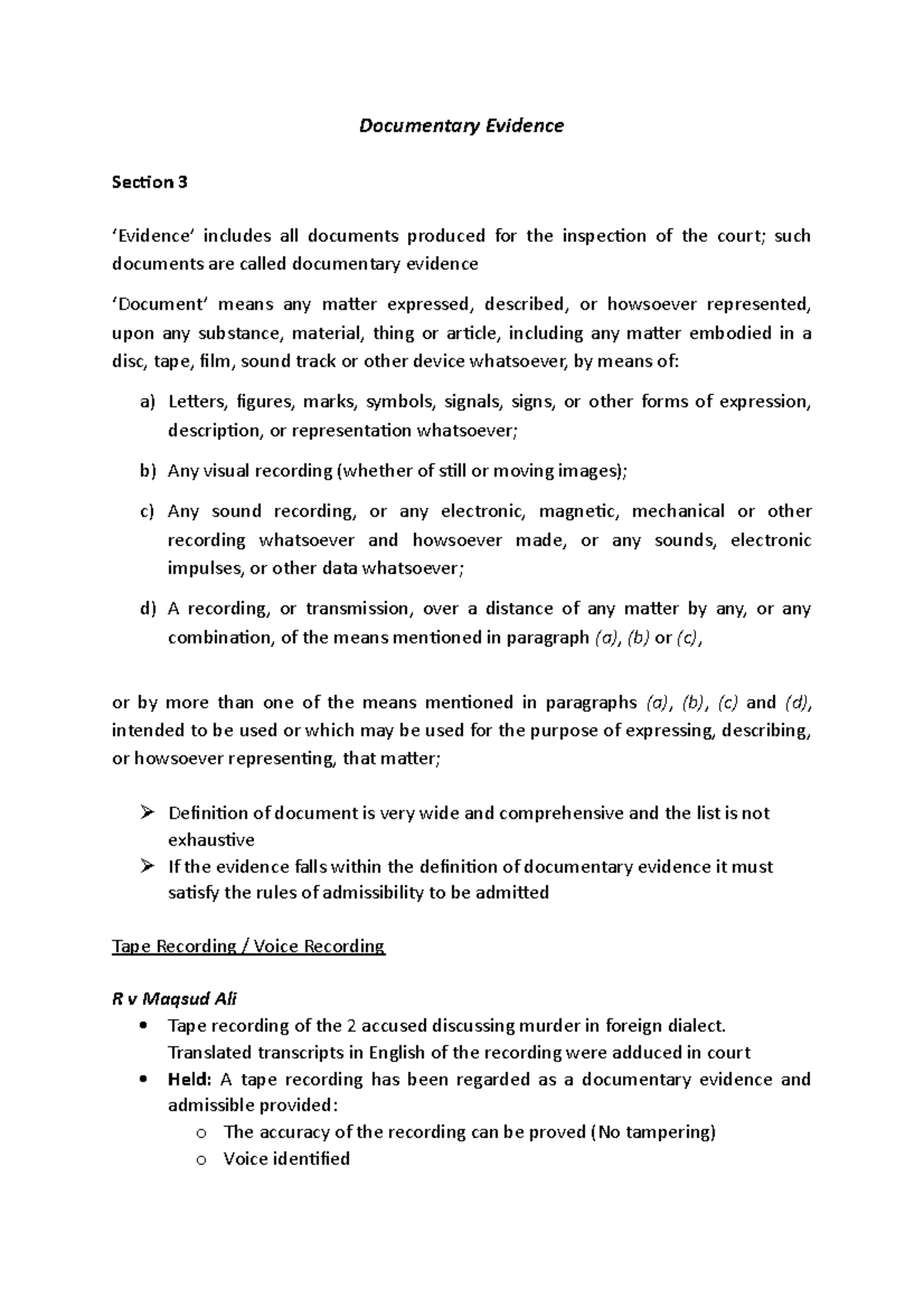 Documentary Evidence in Malaysian Law: Overview and Key Sections - Studocu