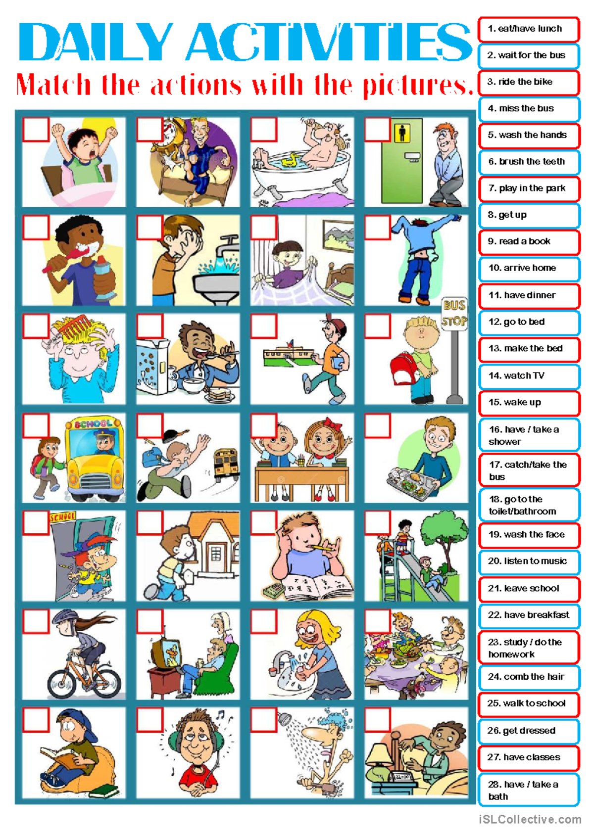 Daily Activities - English (iSLCollective) - Studocu