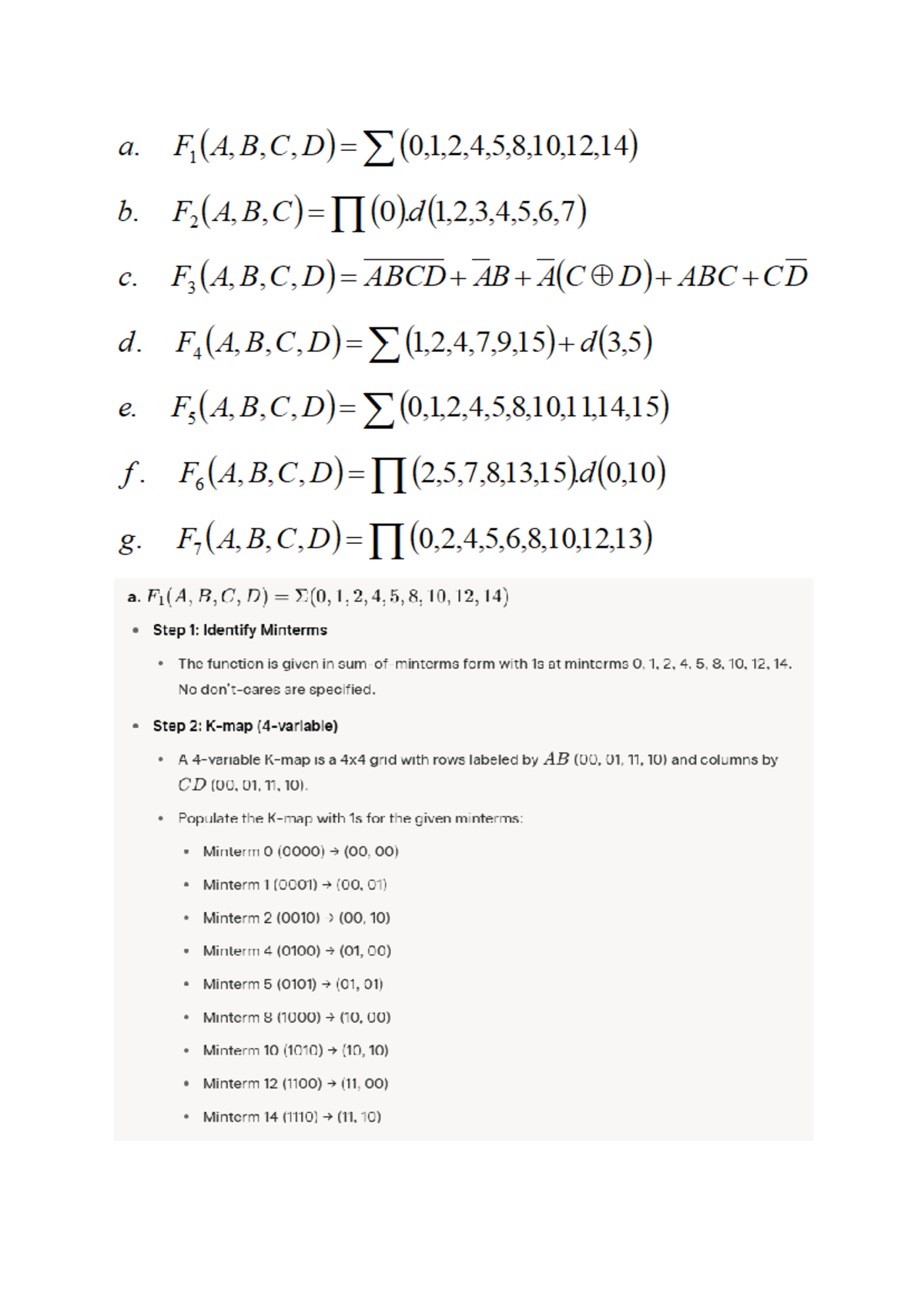 Logic Functions and Simplifications: F₁, F₂, F₃, F₅, F₆ - Studocu