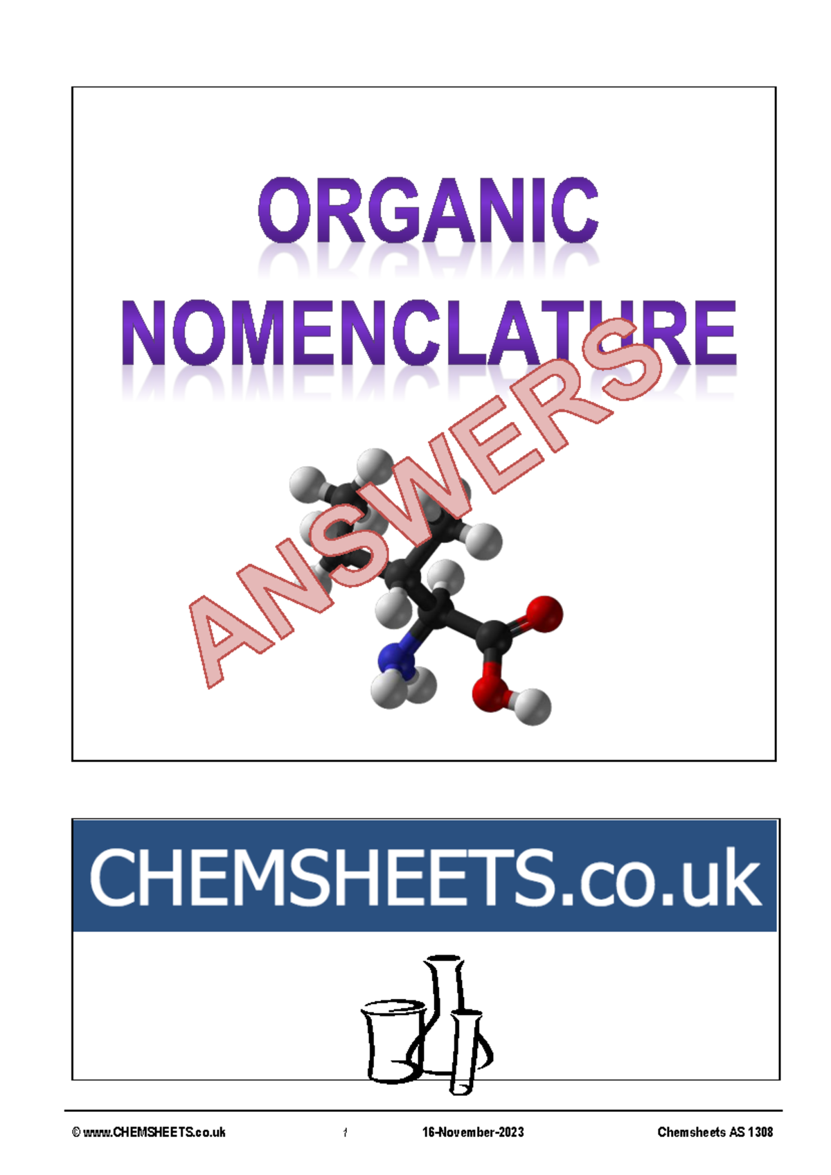 Chemsheets AS 1308 Organic Nomenclature: IUPAC Naming Guide - Studocu
