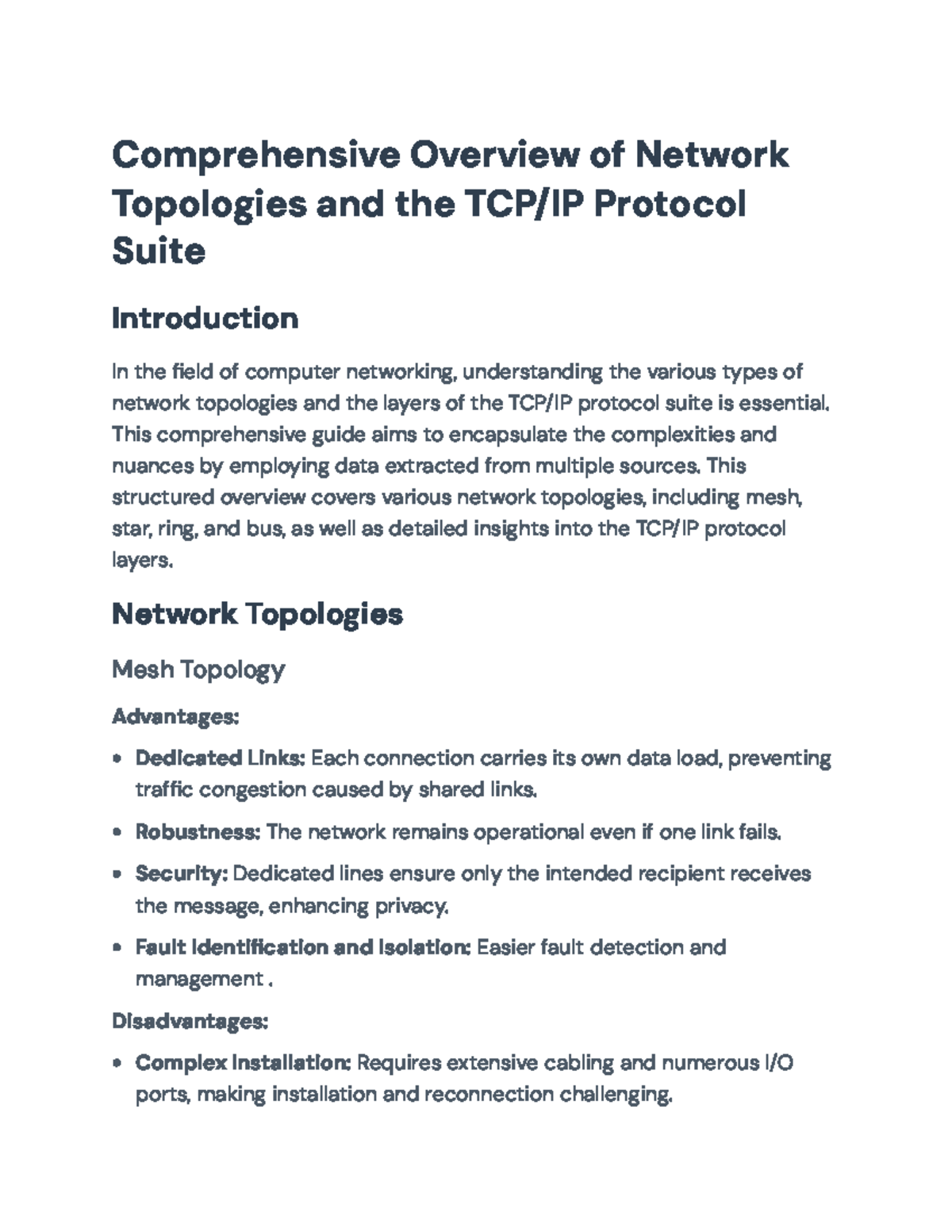 Comprehensive Guide to Network Topologies and TCP/IP Protocol Suite ...
