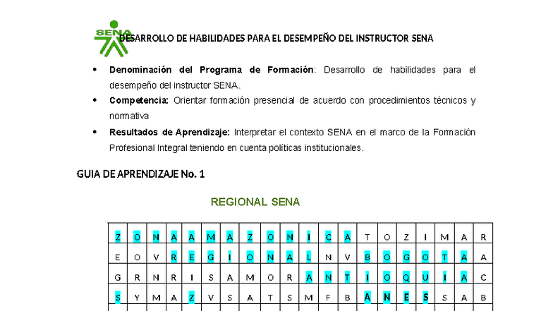Guía de Aprendizaje No. 1: Desarrollo de Habilidades para Instructores ...