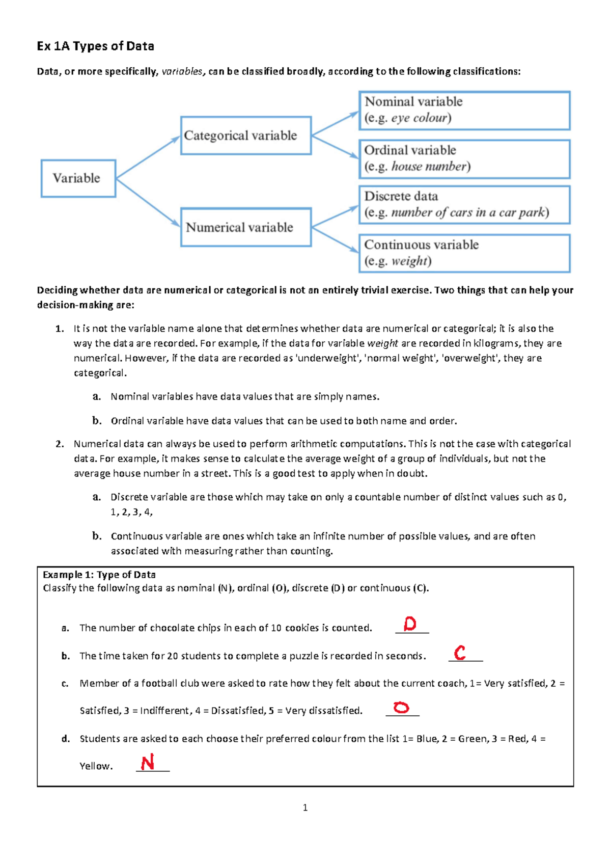 Chapter 1 Notes on Types of Data and Statistical Analysis 12MGM - Studocu