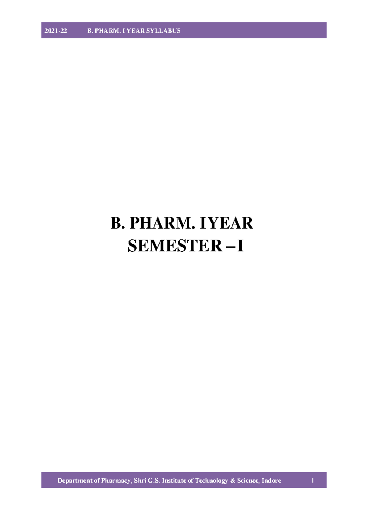 Syllabus B - welcome - B. PHARM. I YEAR SEMESTER – I I B. PHARM. SCHEME ...
