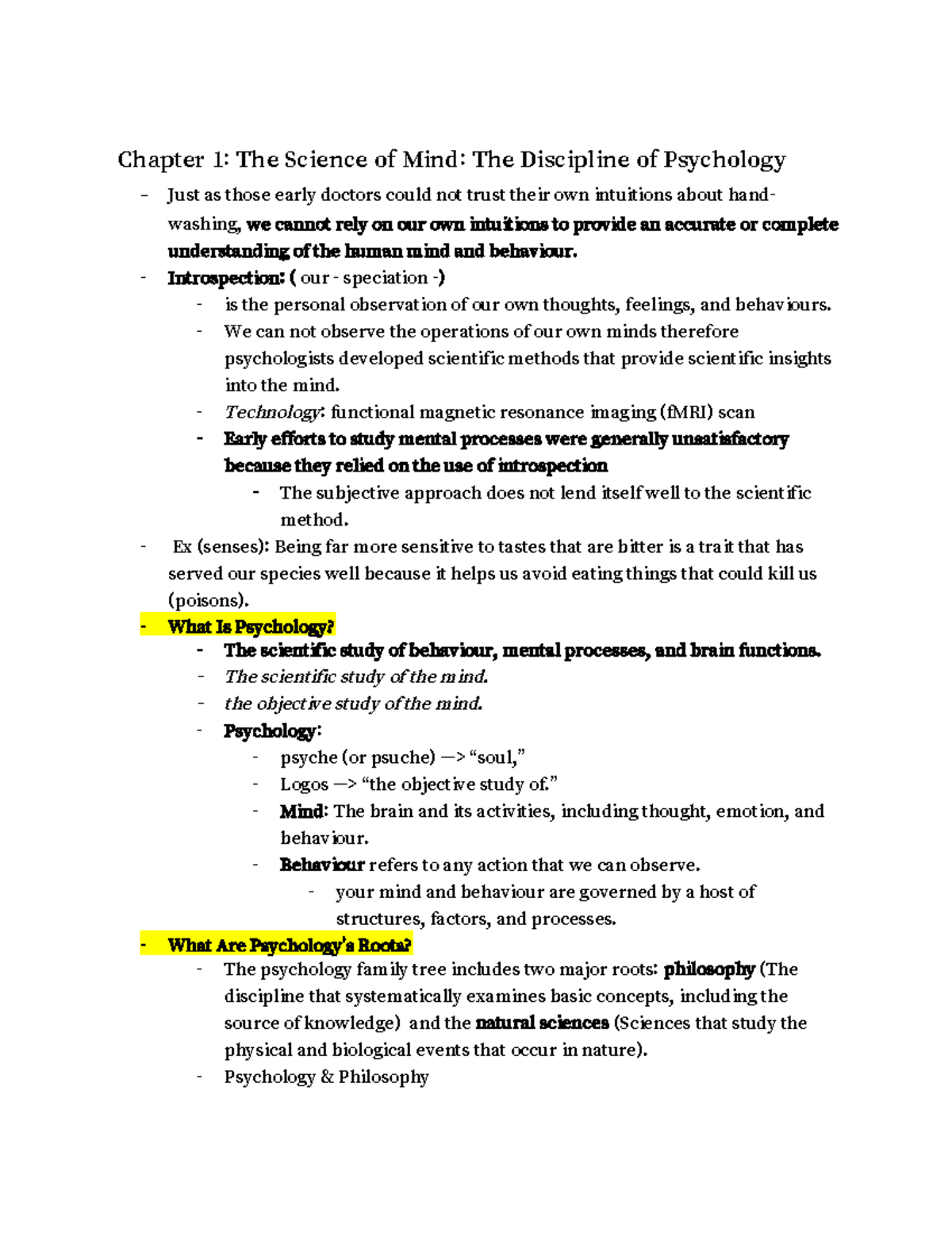 Chapter 1 - Textbook Notes - Chapter 1: The Science of Mind: The ...