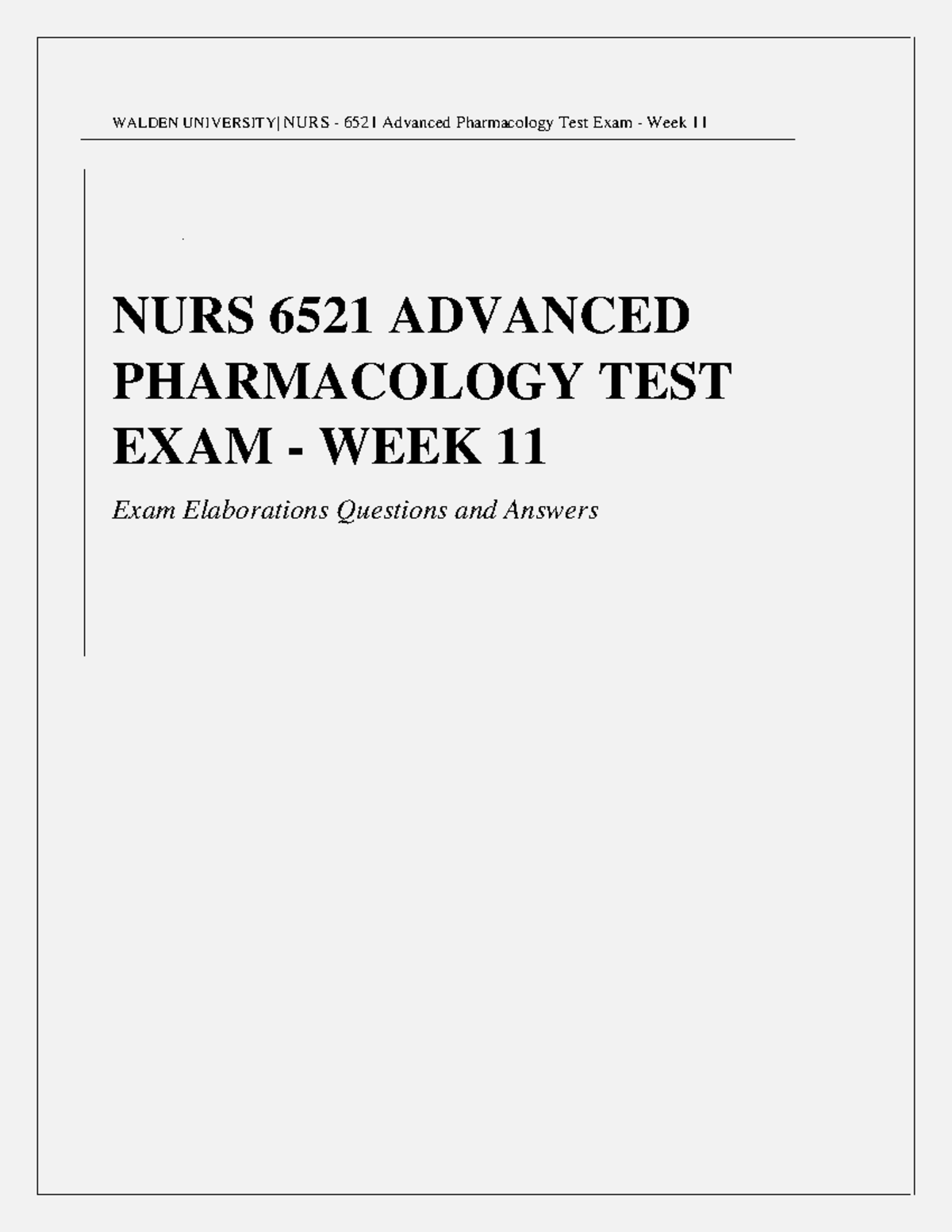 NURS 6521 Final Exam Study Guide: Advanced Pharmacology Insights - Studocu