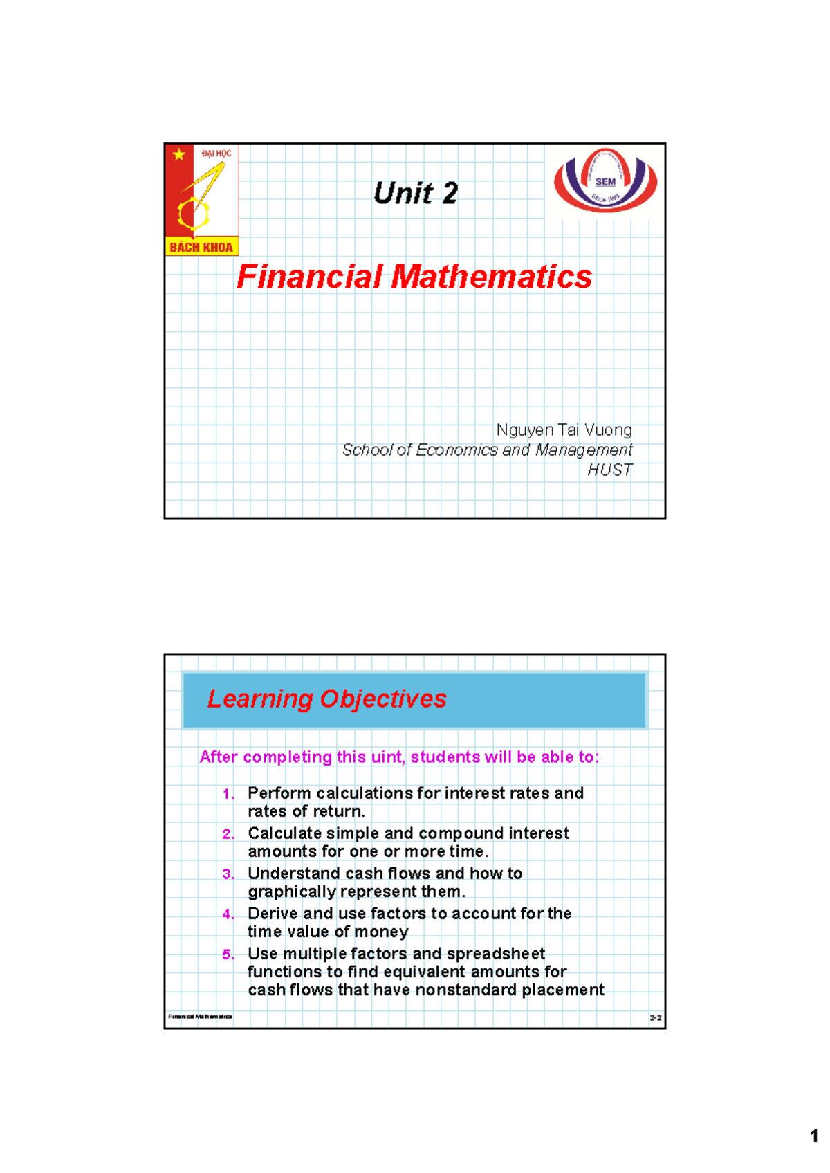 Maths for business and trade - Unit 2 Financial Mathematics Nguyen Tai ...