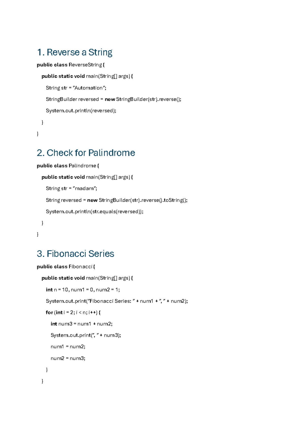Java coding Interview Questions- SDET - 1. Reverse a String public ...