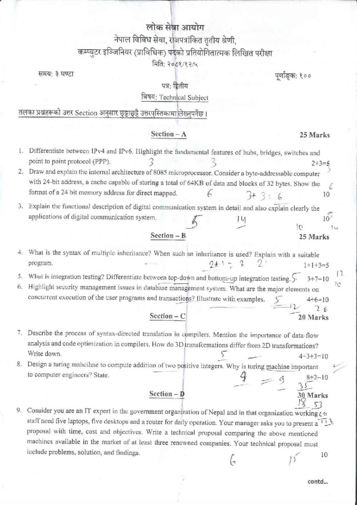 Computer Engineering 2081: Technical Exam Questions and Answers - Studocu