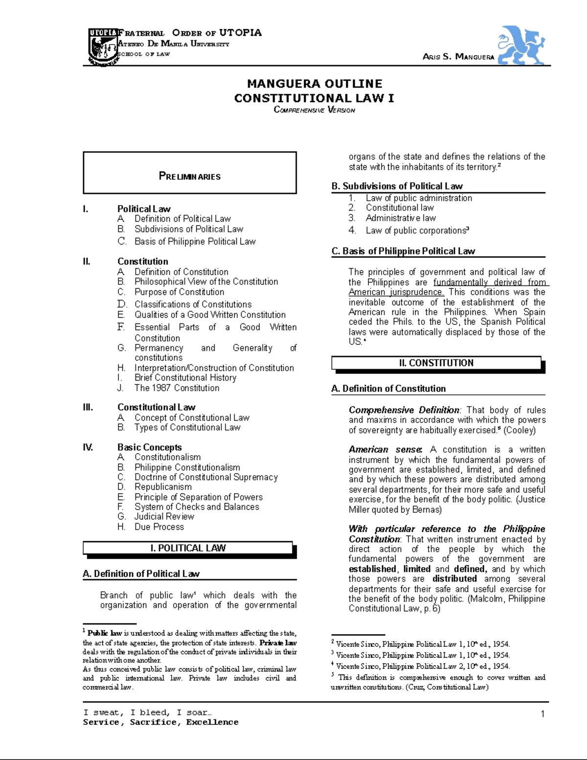 Utopia Consti Law I Comprehensive Reviewer 2009 - Studocu