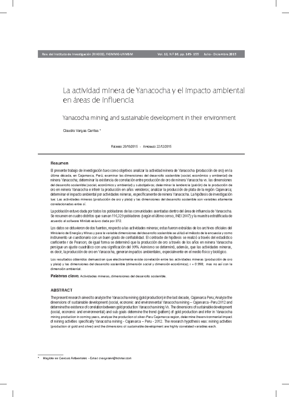 G10 Impacto Ambiental de la Minería en Yanacocha: Análisis Sostenible - Document Preview