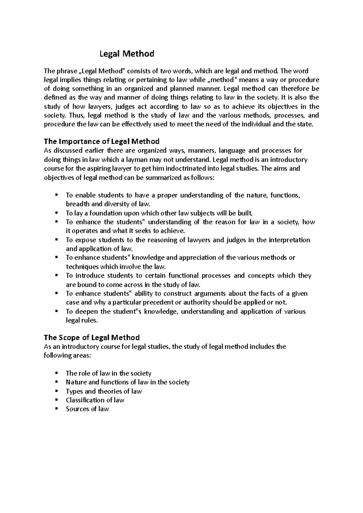 Legal Methods of Law: An Introductory Overview for Students - Studocu